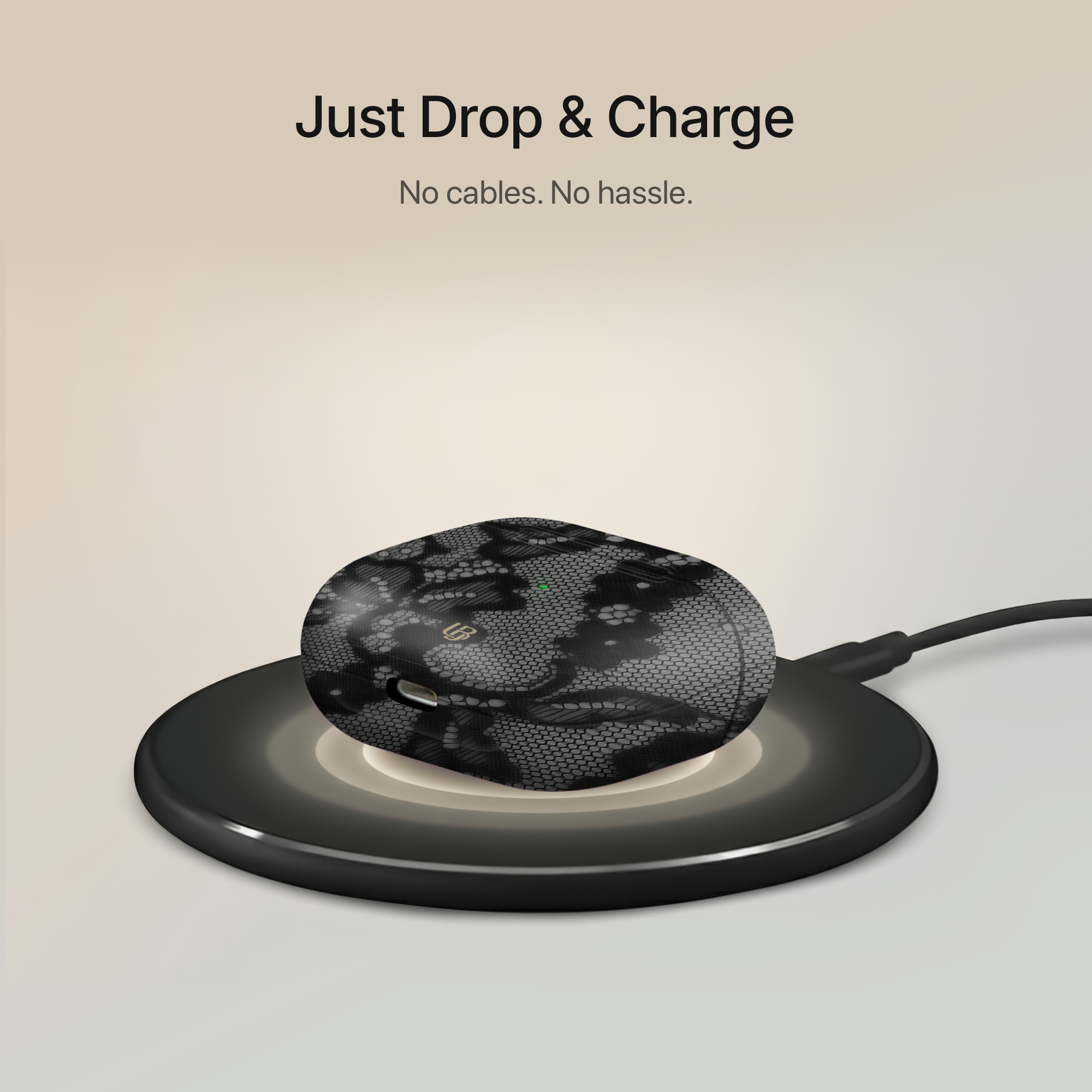 Noir Lace Ultrabling AirPods case open view