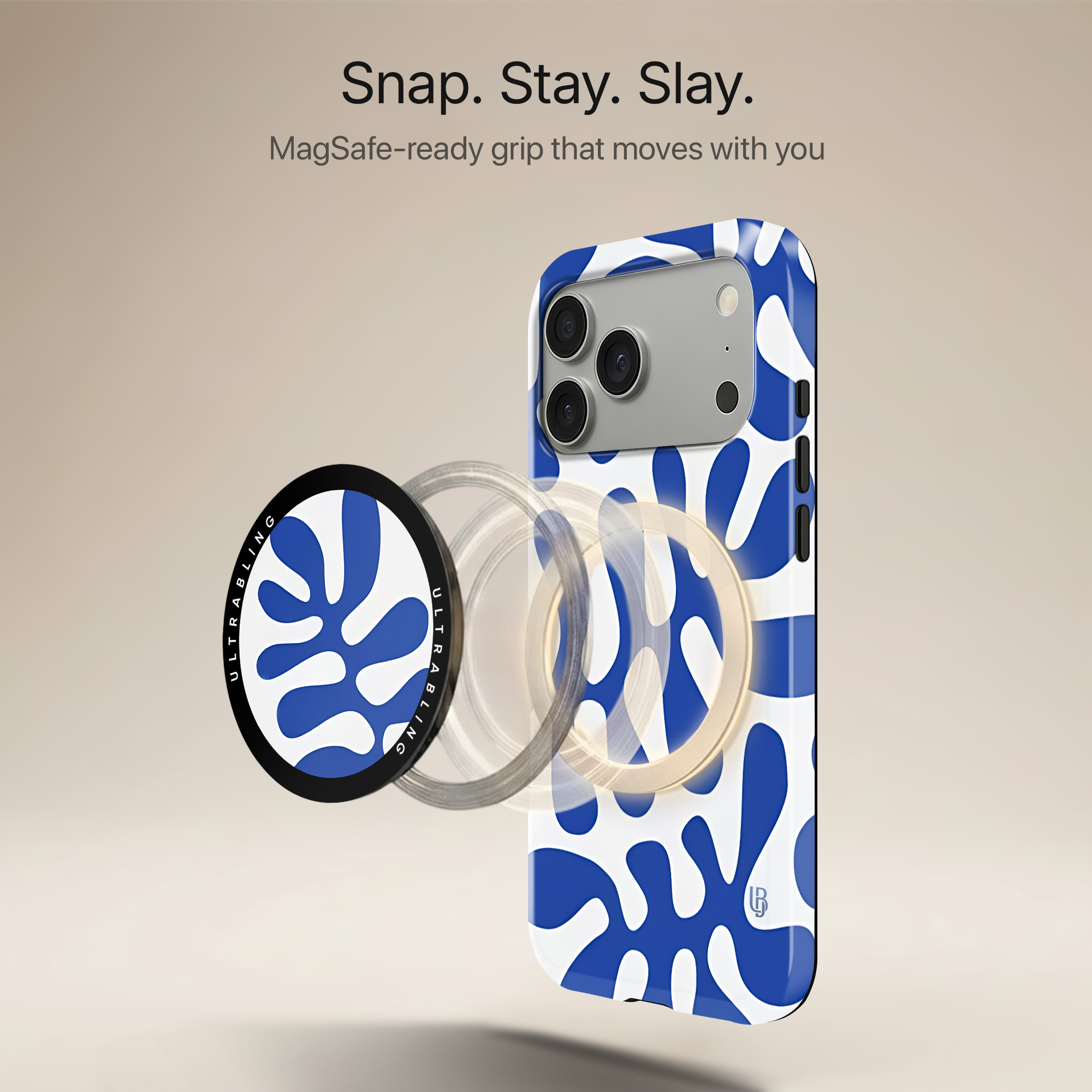 Azure Flow Ultrabling MagSafe Phone Grip - Angled View
