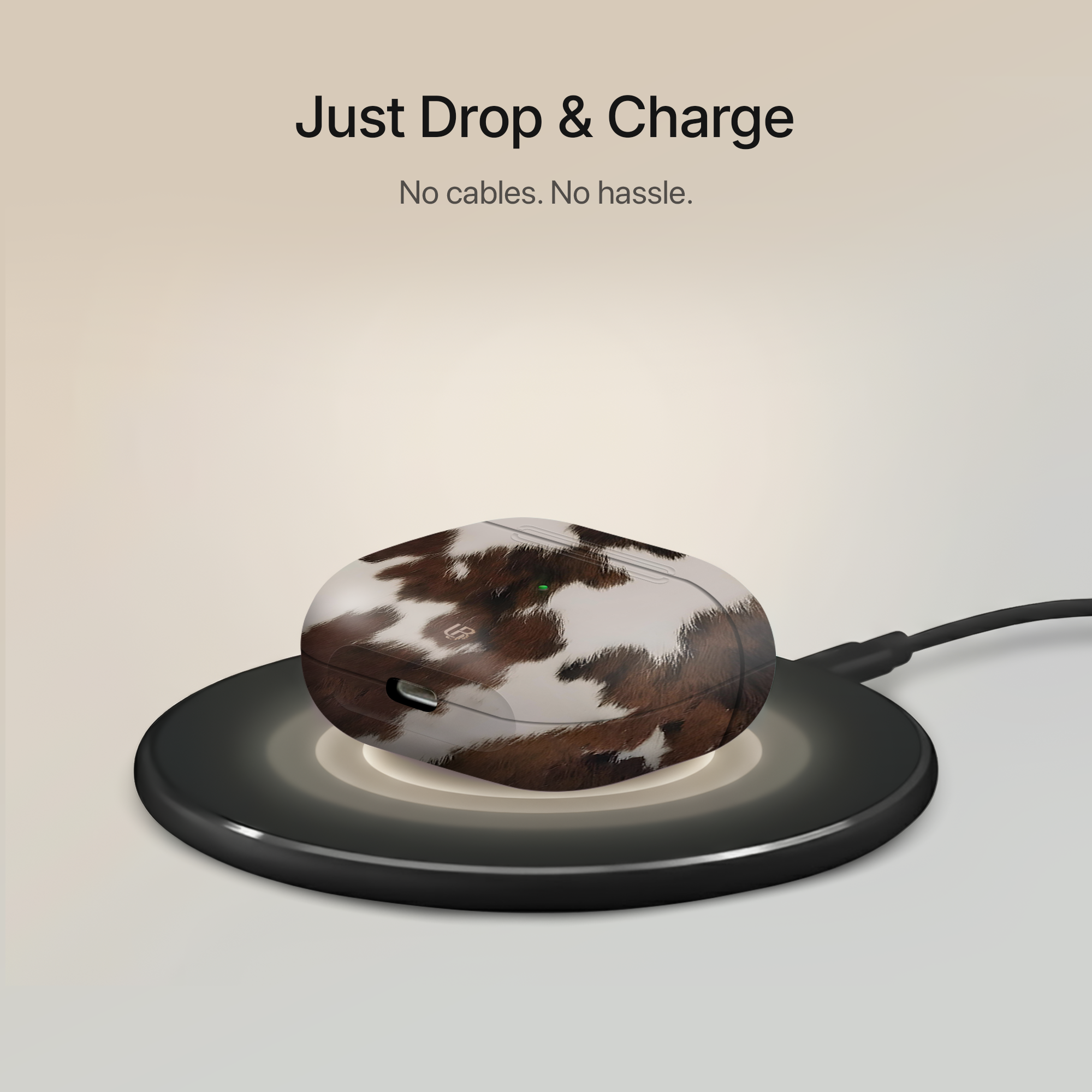 Mocha Cow Ultrabling AirPods case open view