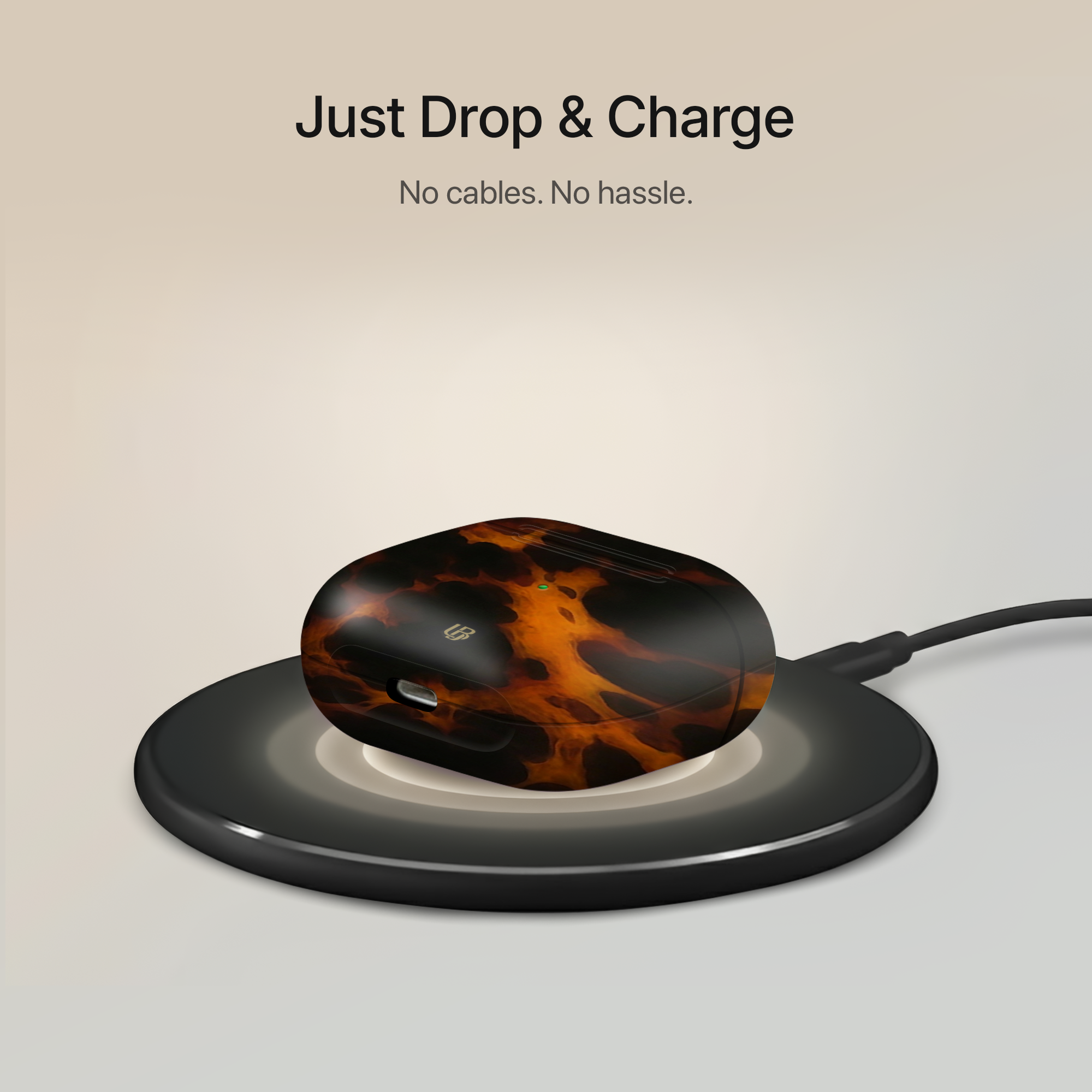 Amber Tortoise Ultrabling AirPods case open view