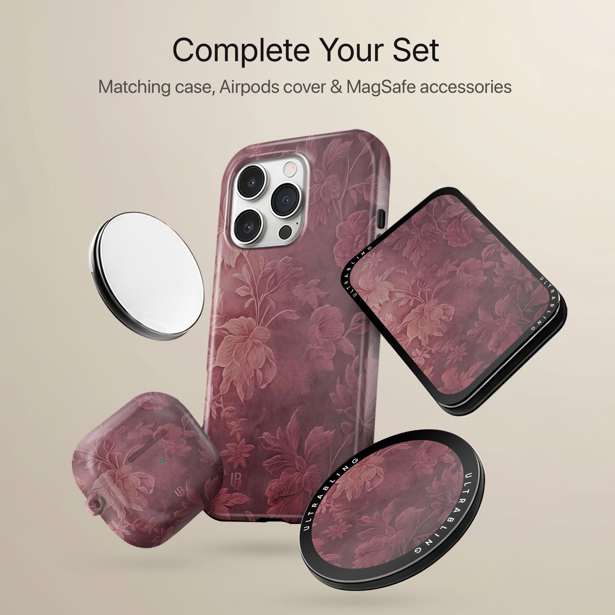 Burgundy Bloom Ultrabling camera ring detail on eclipse case