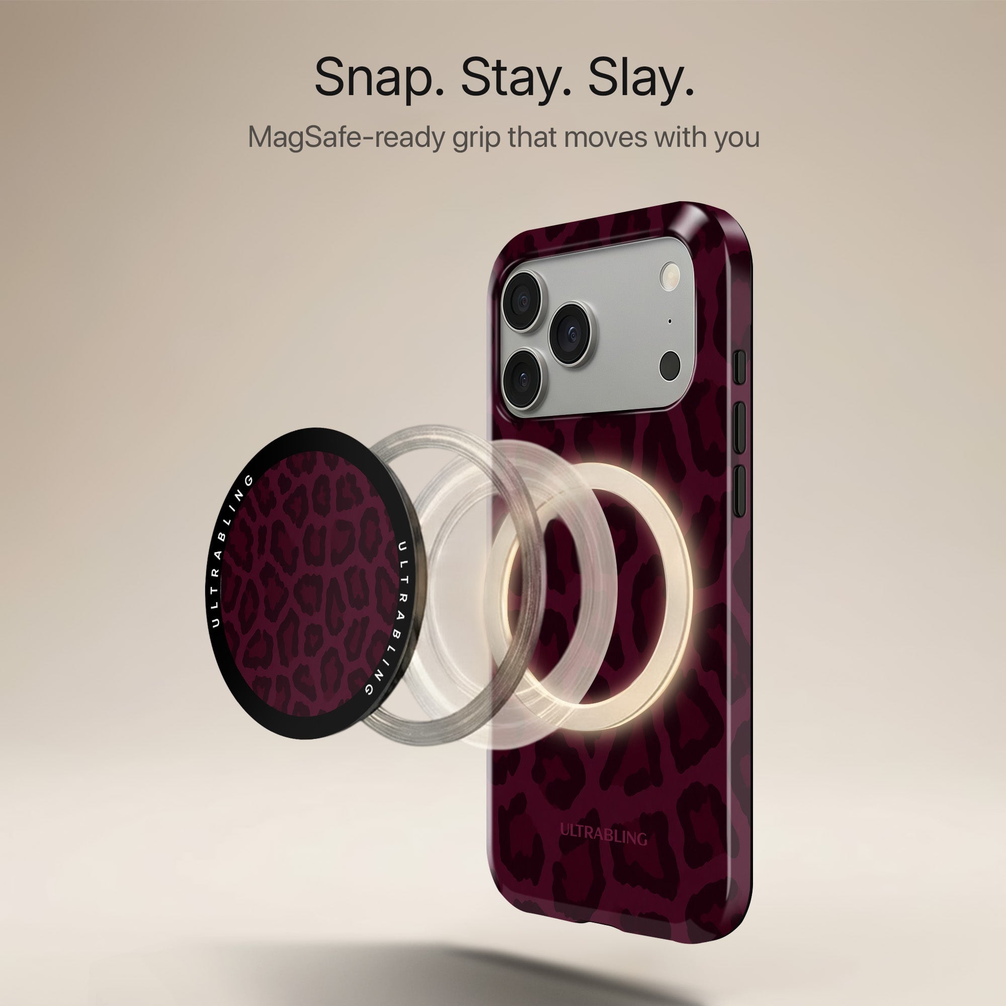 Bordeaux Leopard - MagSafe Phone Grip