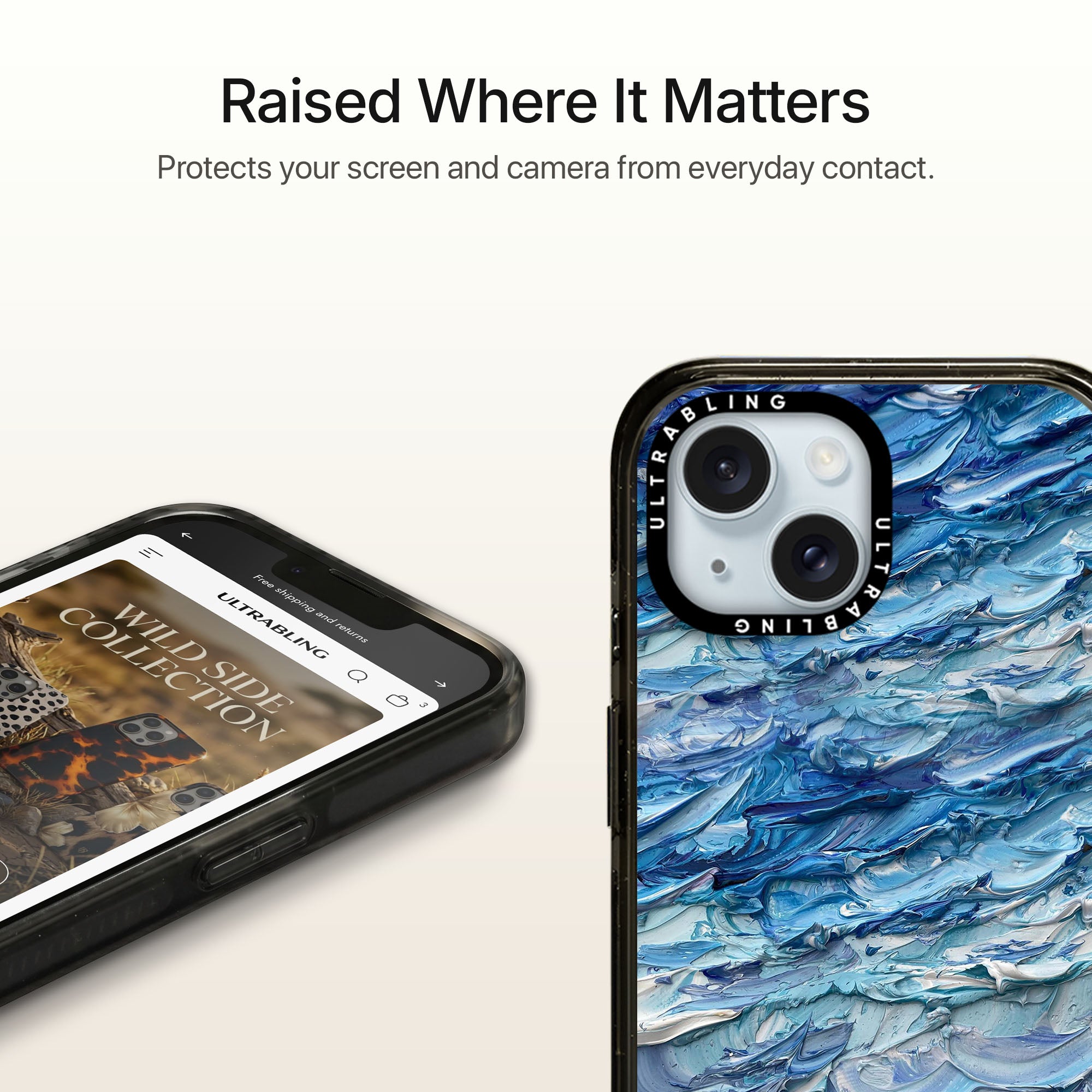 Blue Tide Ultrabling Aura iPhone case MagSafe compatible back view