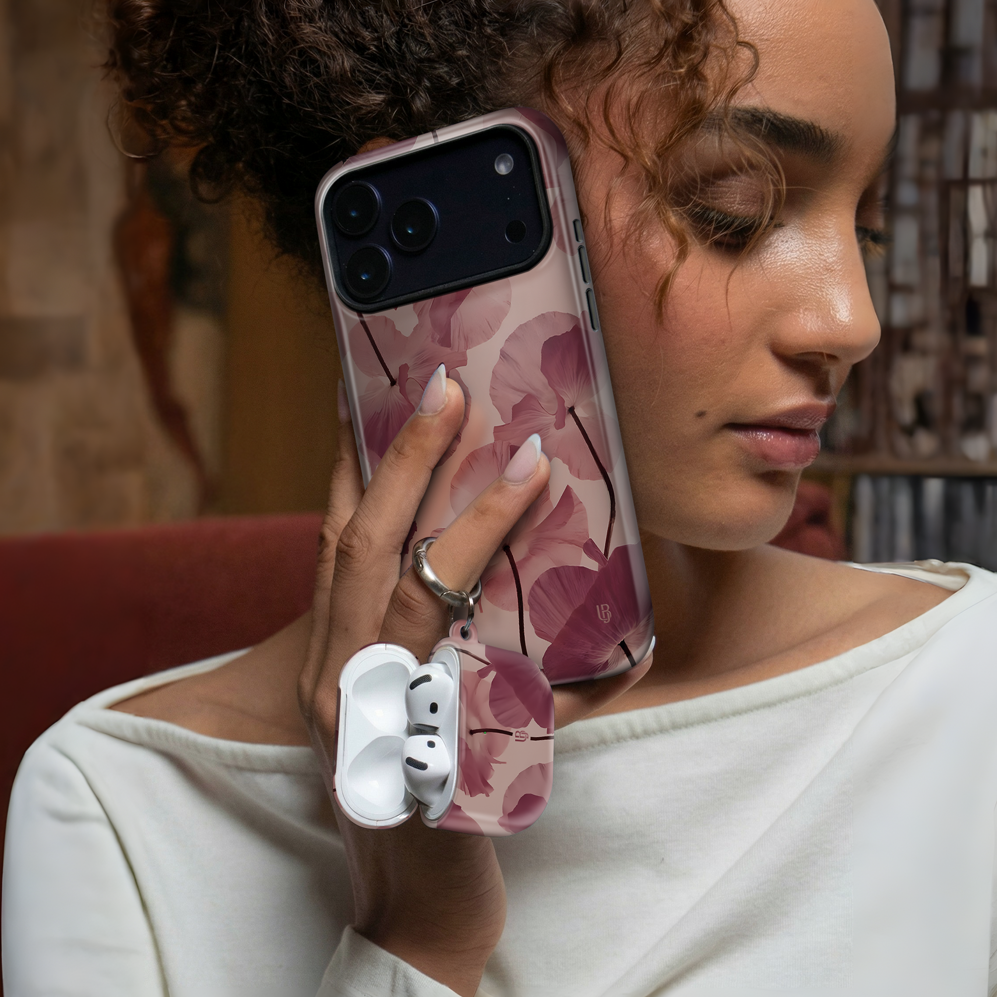 Dusty Petals Ultrabling AirPods case detail view