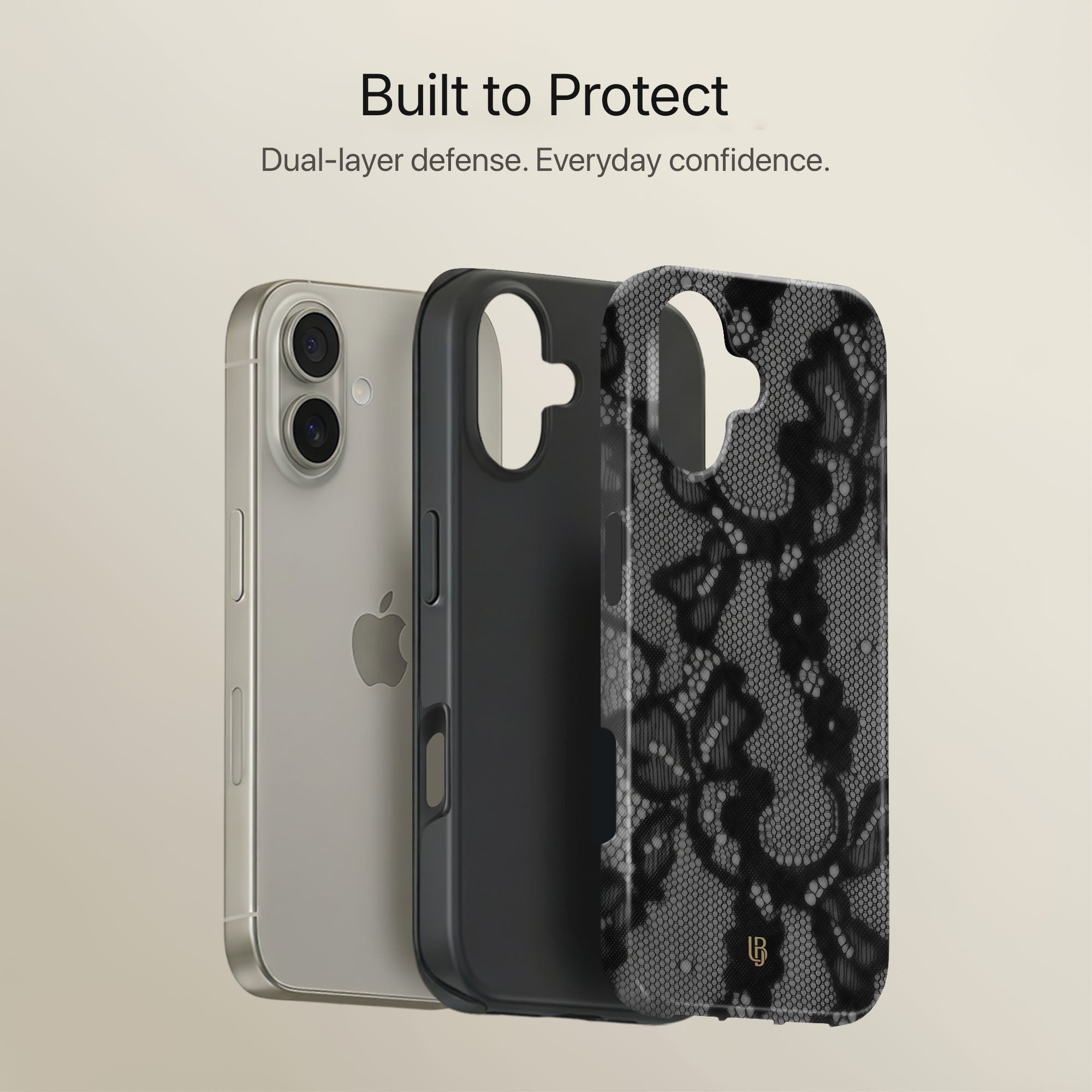 Noir Lace Ultrabling full case mockup front view