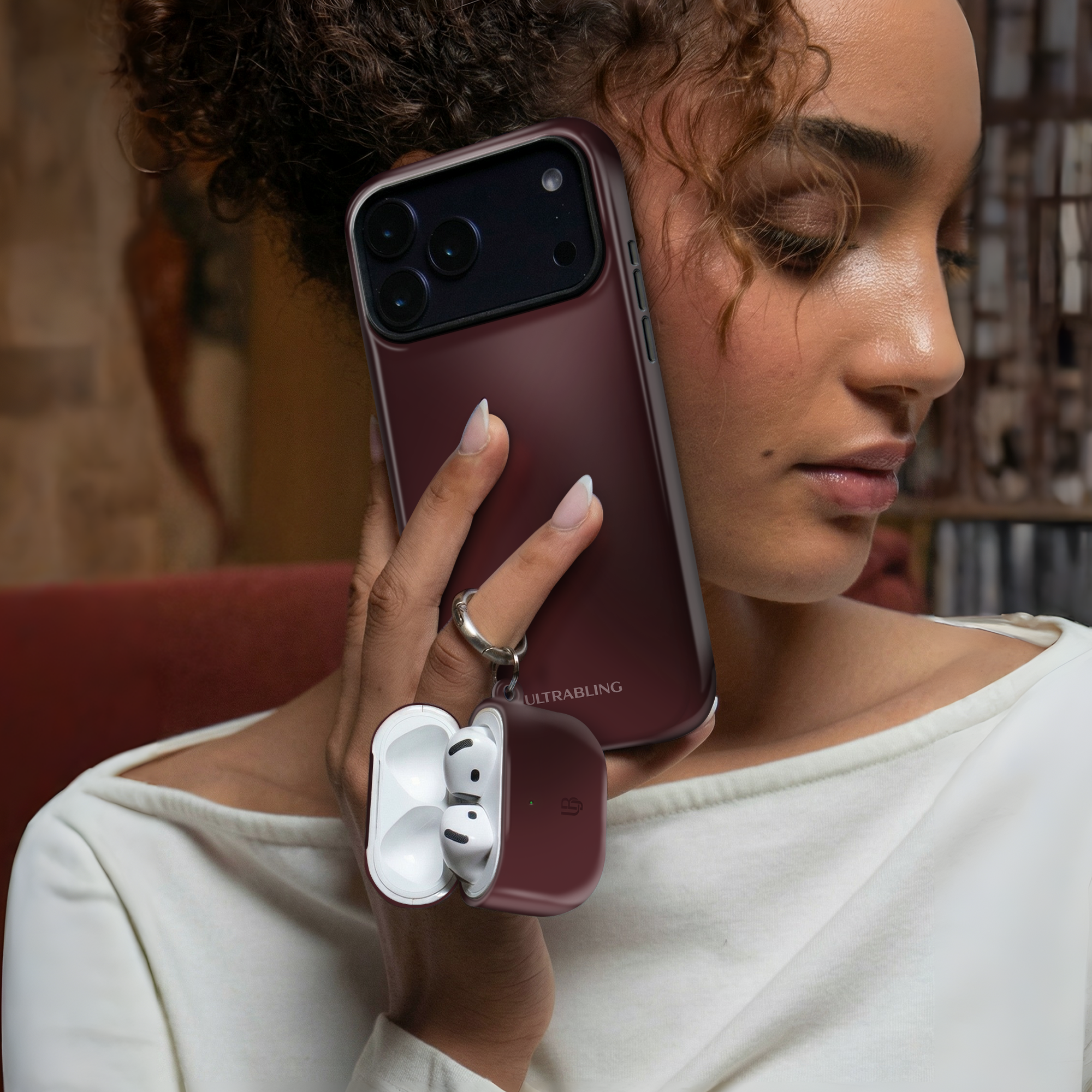 Wine Gloss Ultrabling AirPods case detail view