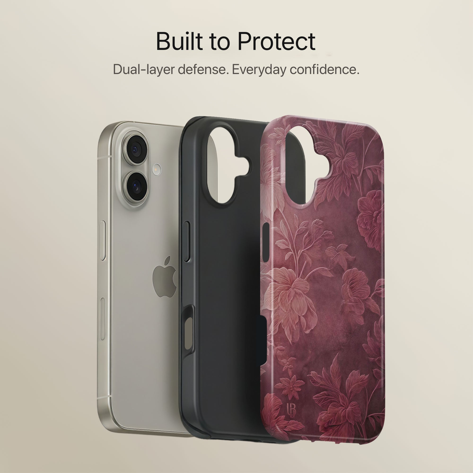 Burgundy Bloom Ultrabling full case mockup front view