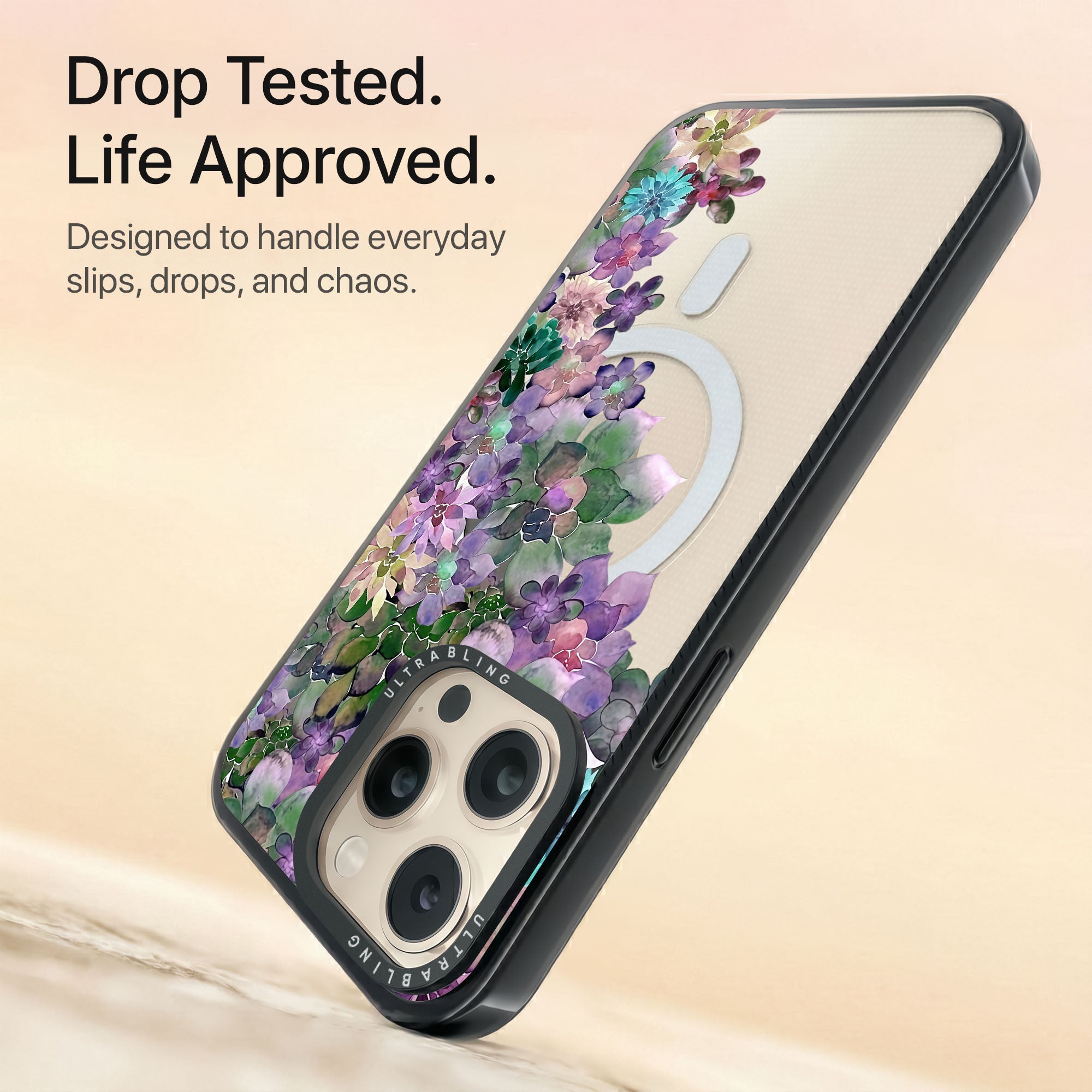 Lilac Rush Ultrabling Aura iPhone case non MagSafe black back view