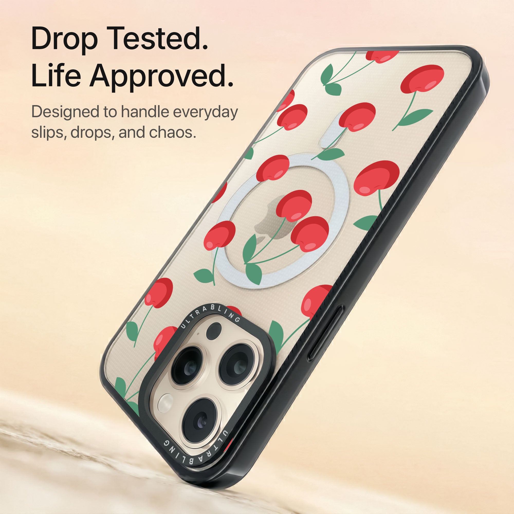 Cherry Kiss Ultrabling Aura iPhone case non MagSafe black back view
