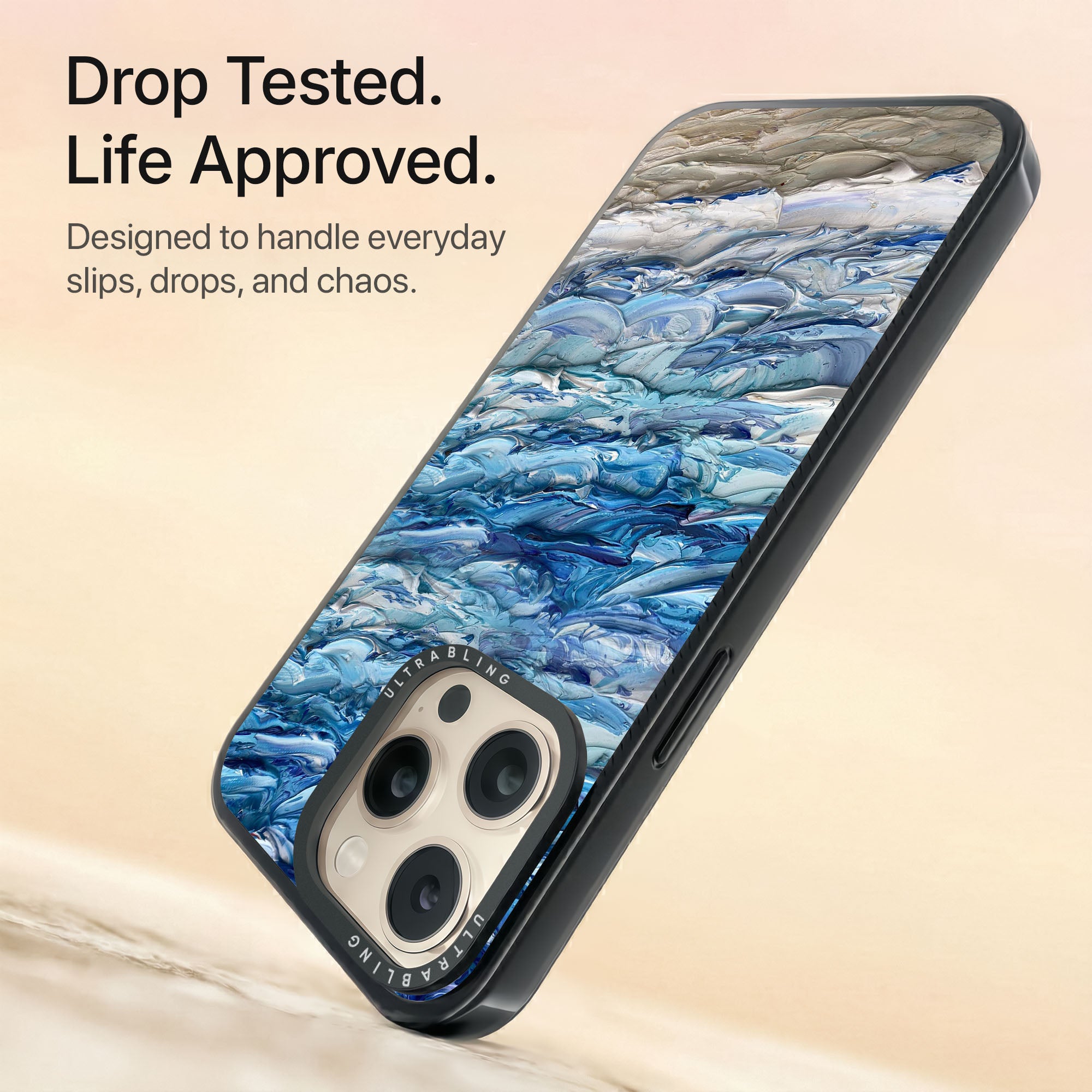 Blue Tide Ultrabling Aura iPhone case non MagSafe black back view