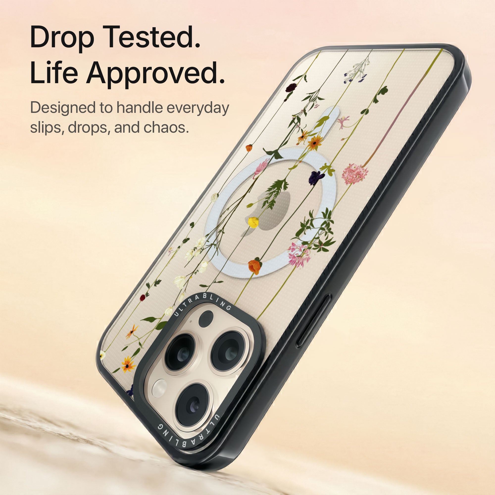 Wildflower Ultrabling Aura iPhone case non MagSafe black back view