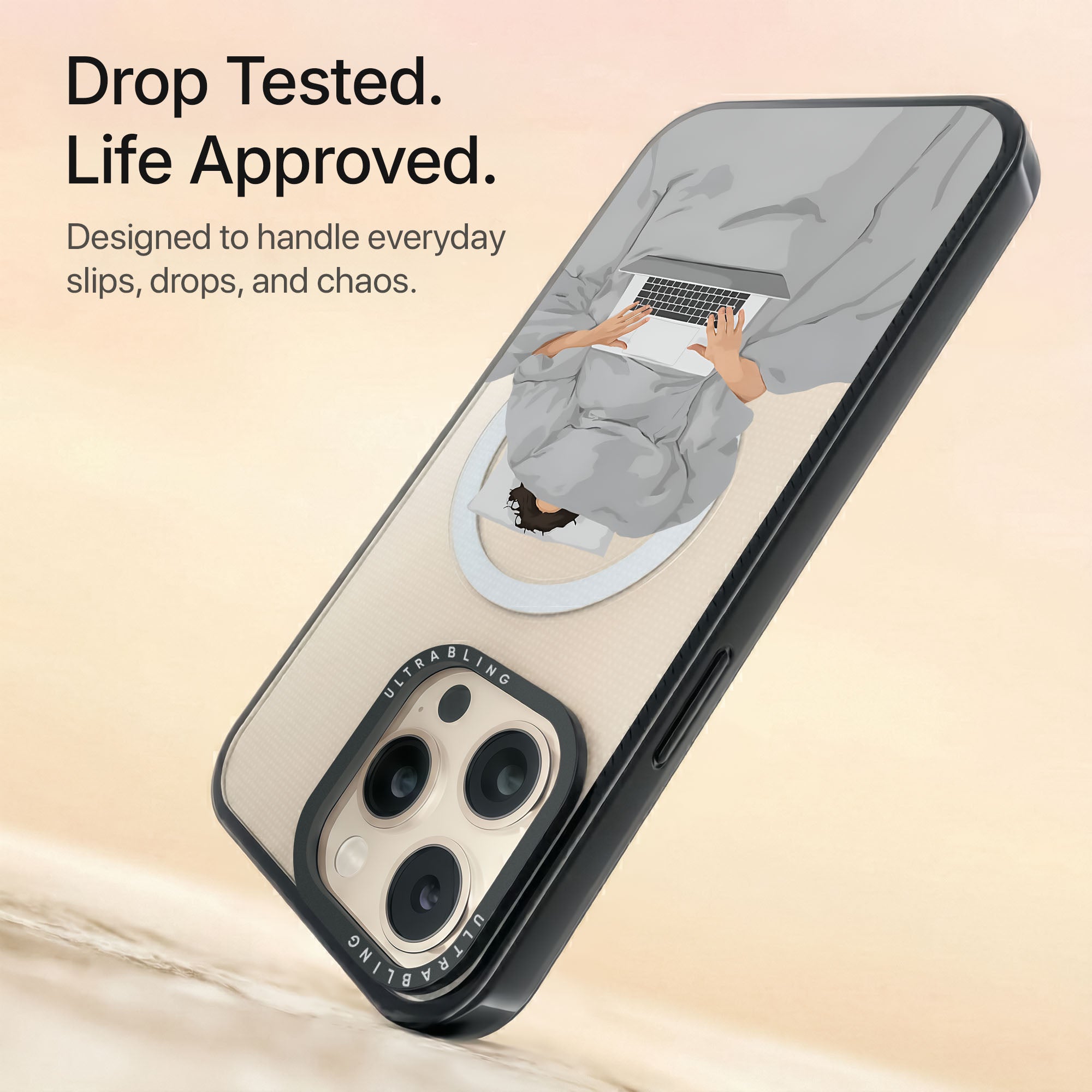 Cloud Nap Ultrabling Aura iPhone case non MagSafe black back view
