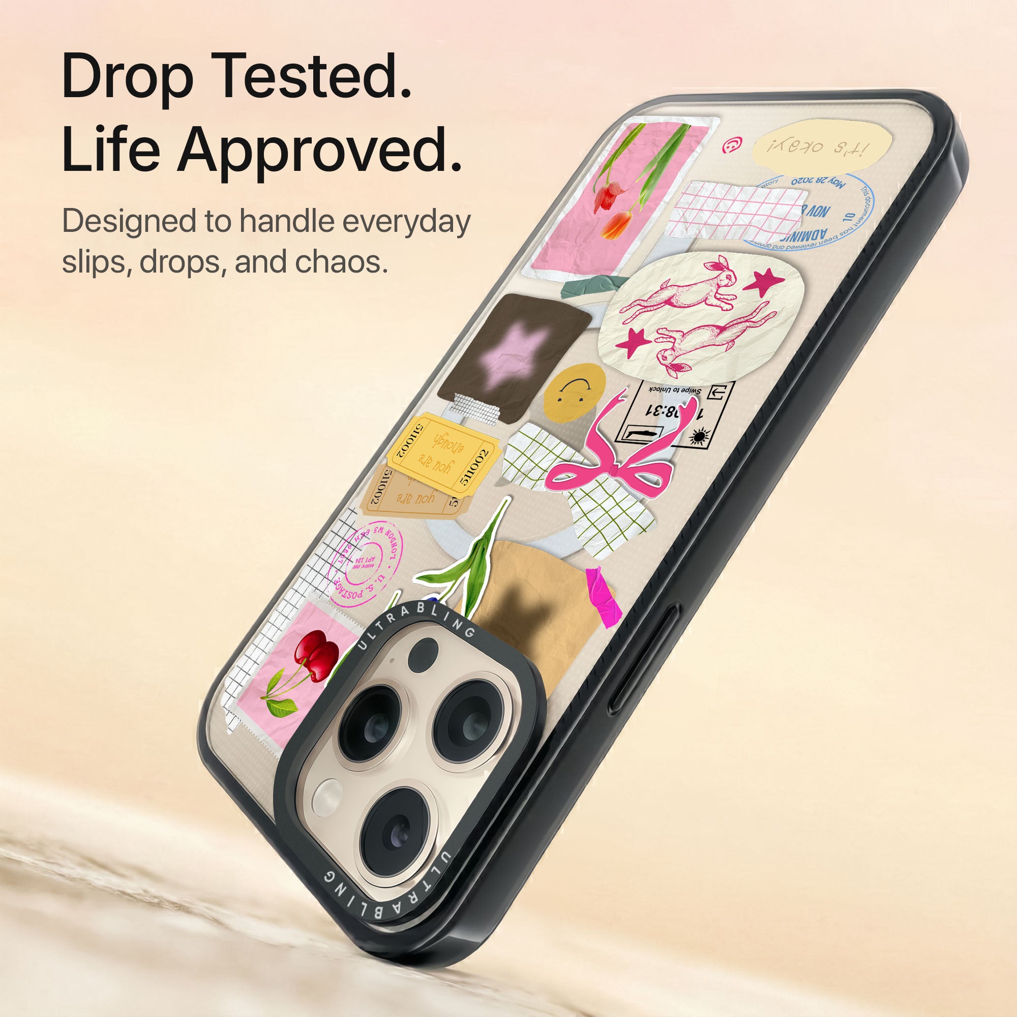 Charm Notes Ultrabling Aura iPhone case non MagSafe black back view