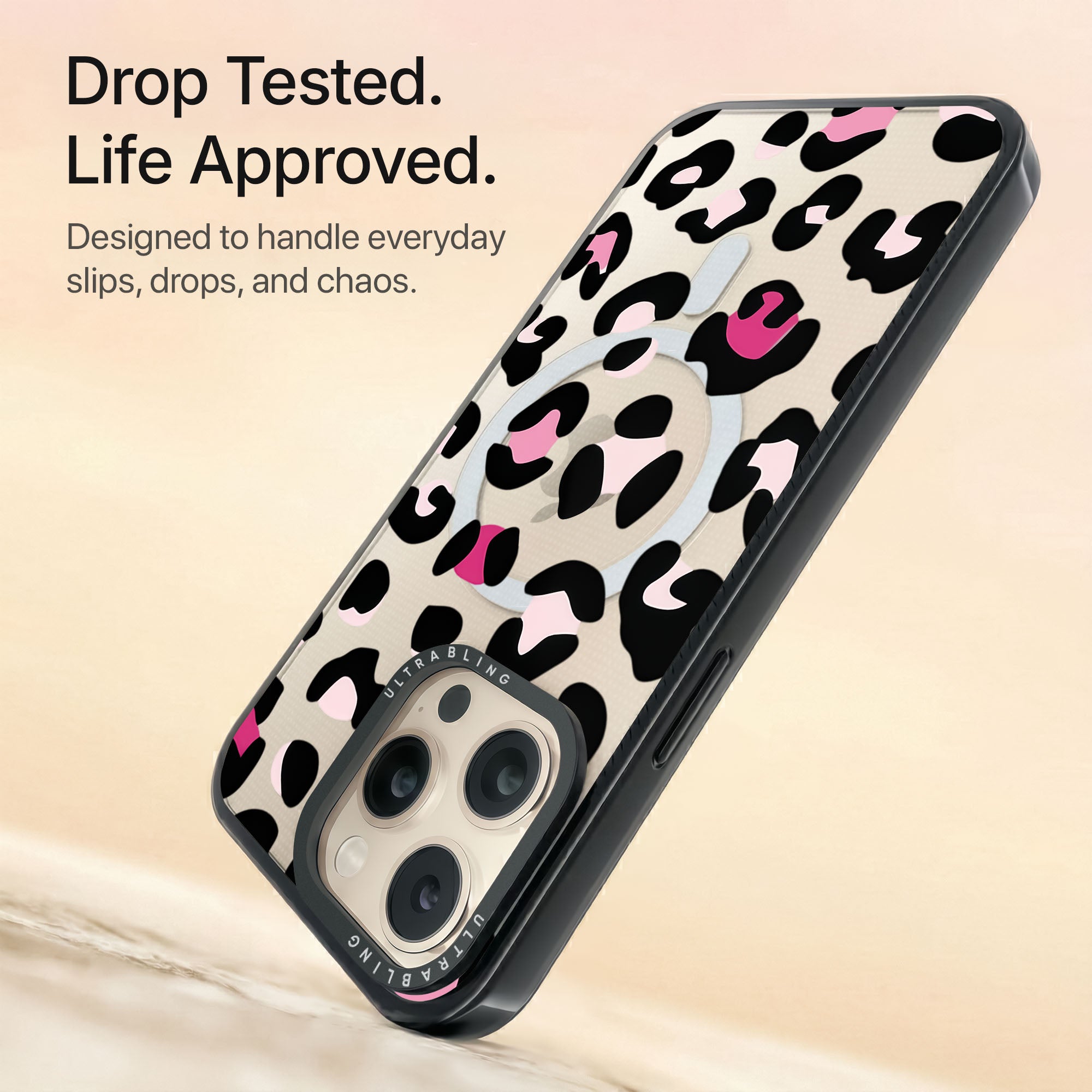 Pink Prowl Ultrabling Aura iPhone case non MagSafe black back view