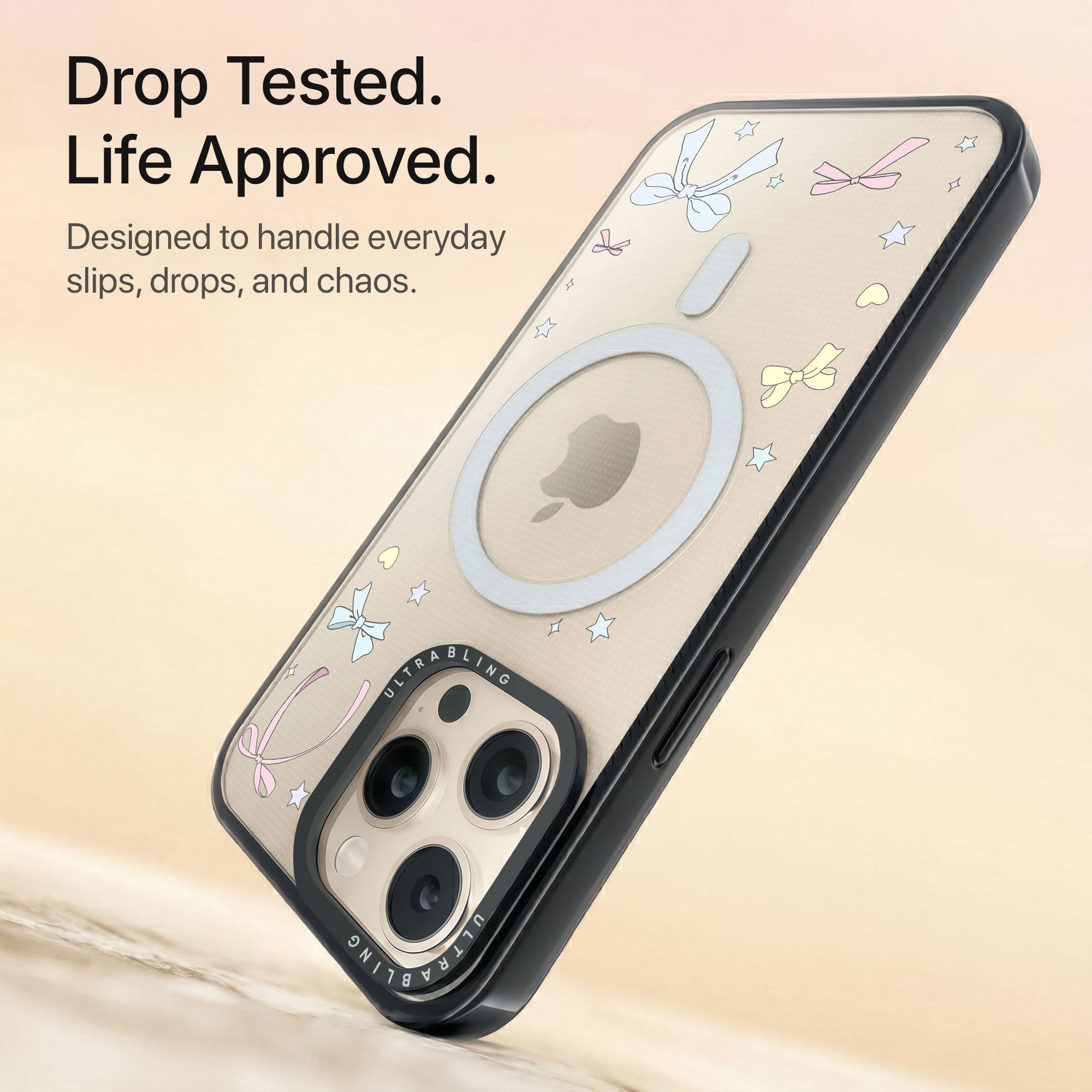 Bow Dust Ultrabling Aura iPhone case non MagSafe black back view