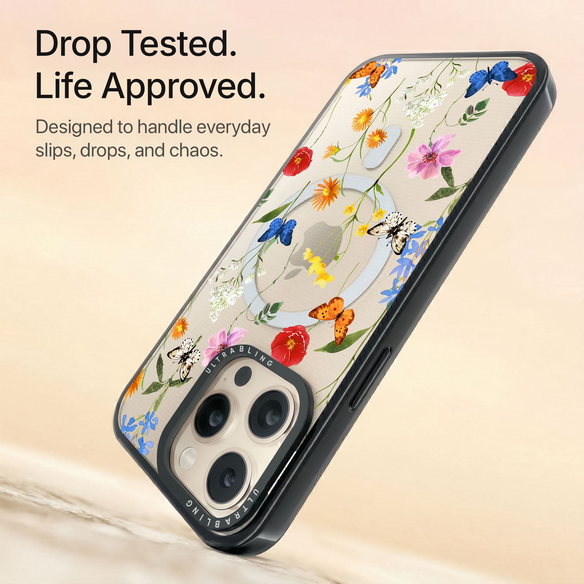 Butterfly Meadow Ultrabling Aura iPhone case non MagSafe black back view