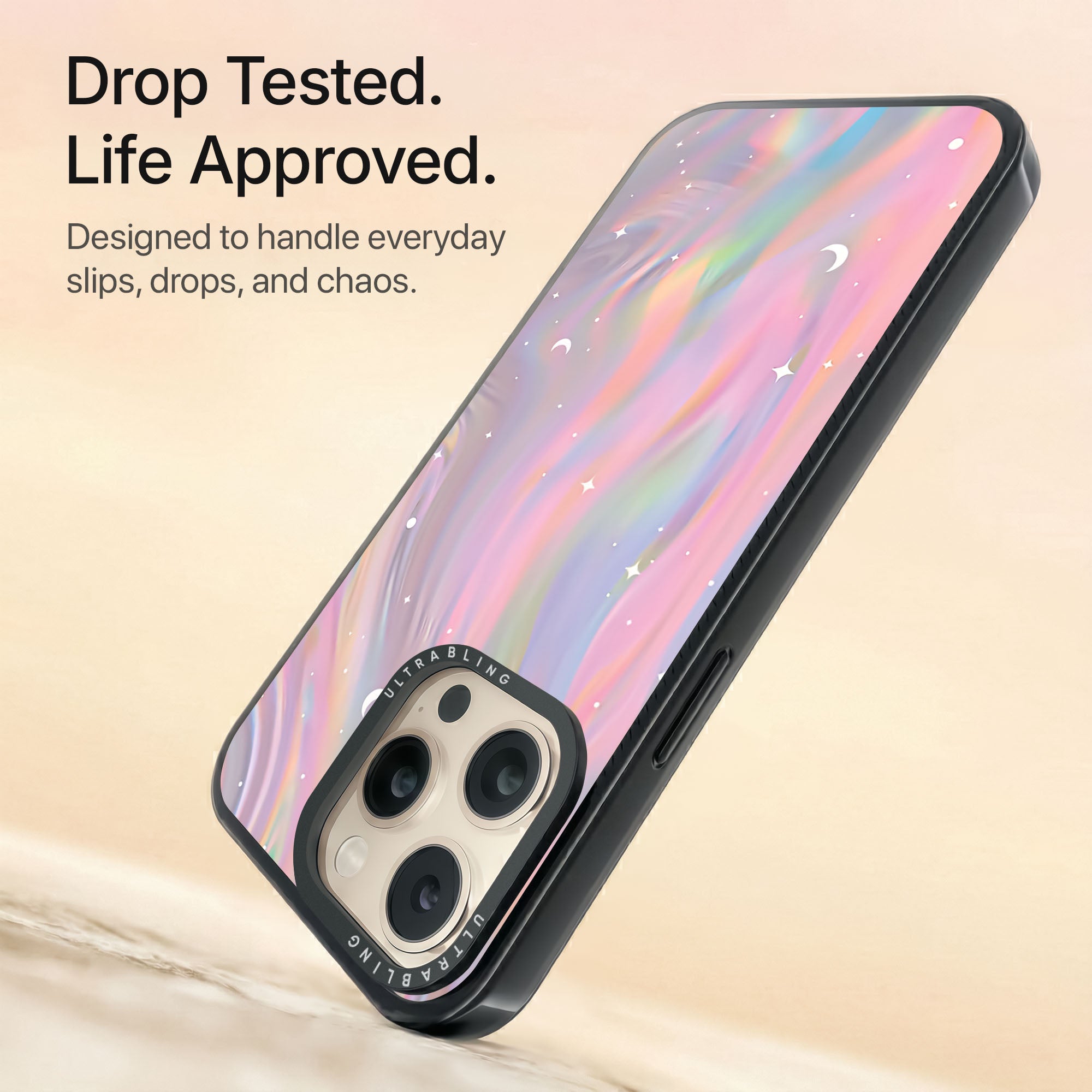 Prism Glow Ultrabling Aura iPhone case non MagSafe black back view