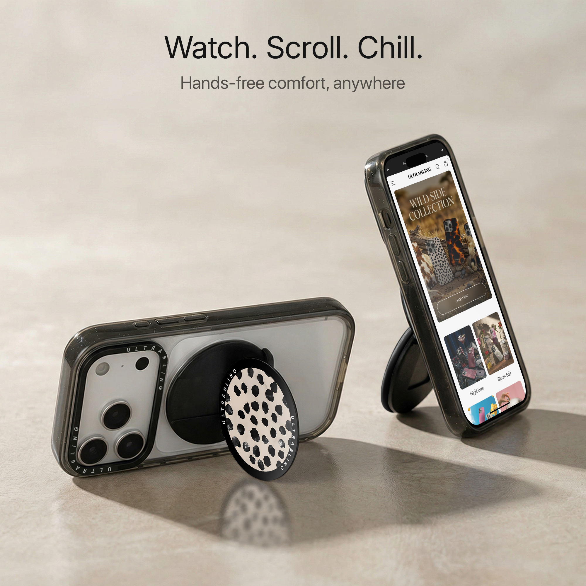 Dalmatian Chic Ultrabling MagSafe Phone Grip - Close-Up