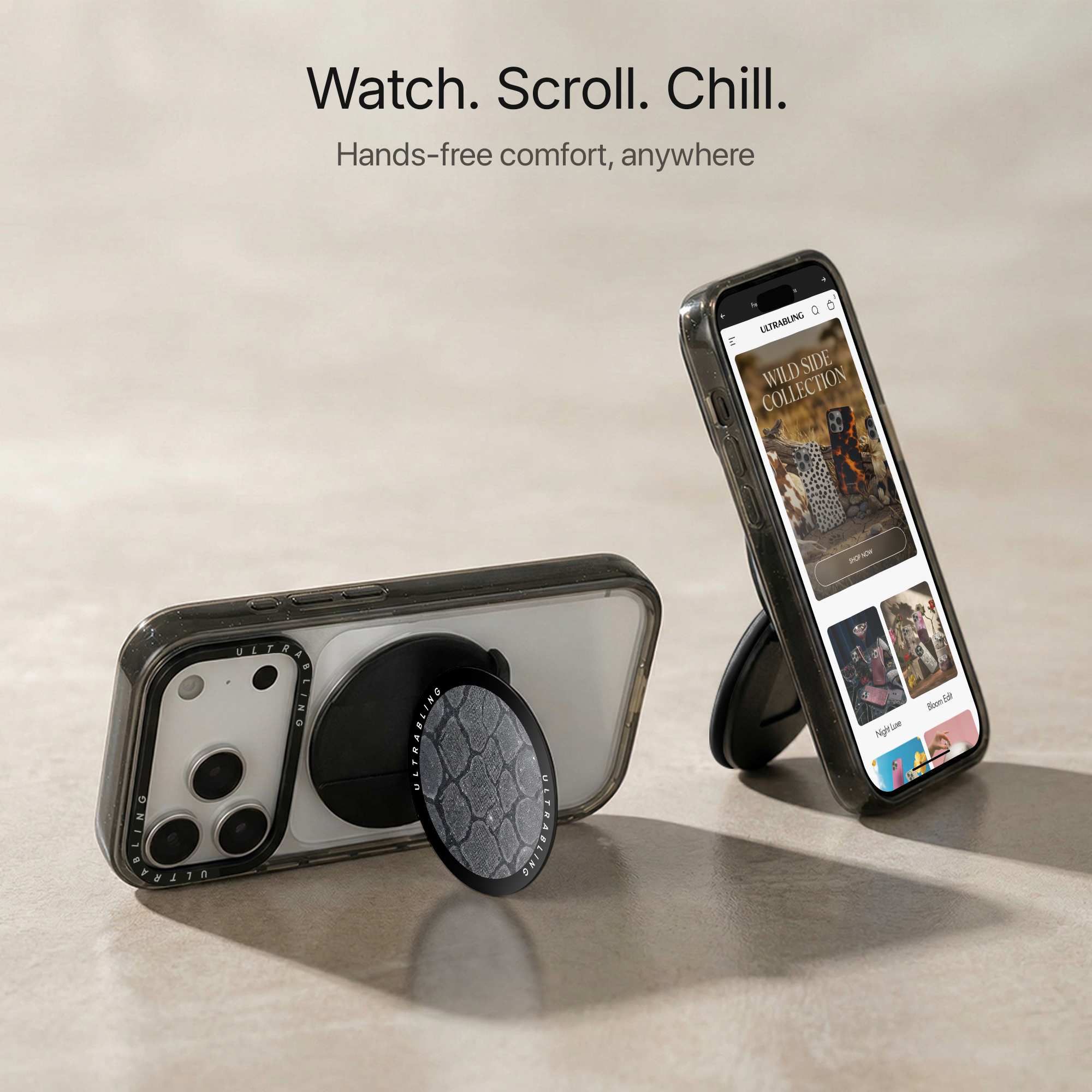 Ash Python Ultrabling MagSafe Phone Grip - Close-Up
