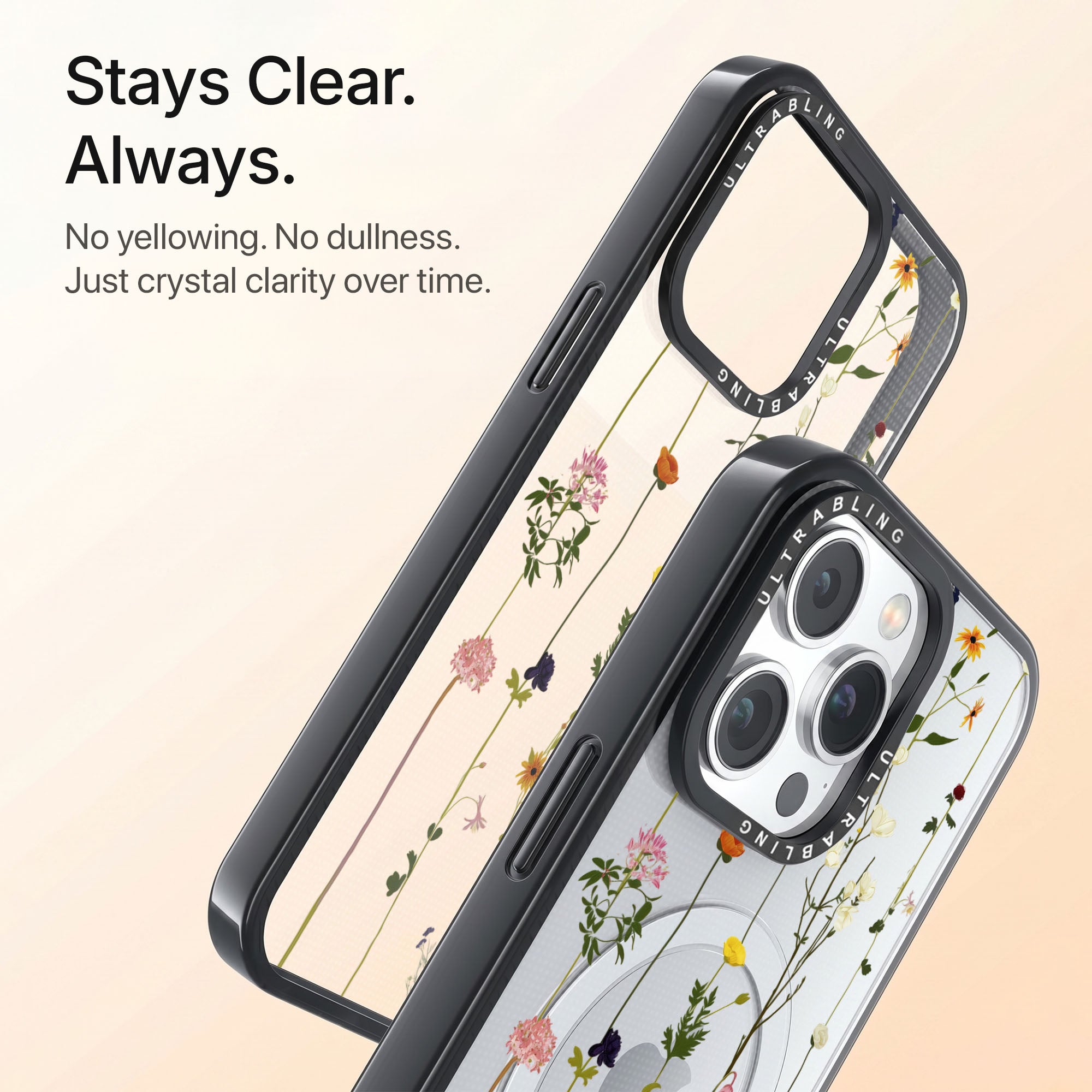 Wildflower Ultrabling Aura iPhone case back view with camera cutout