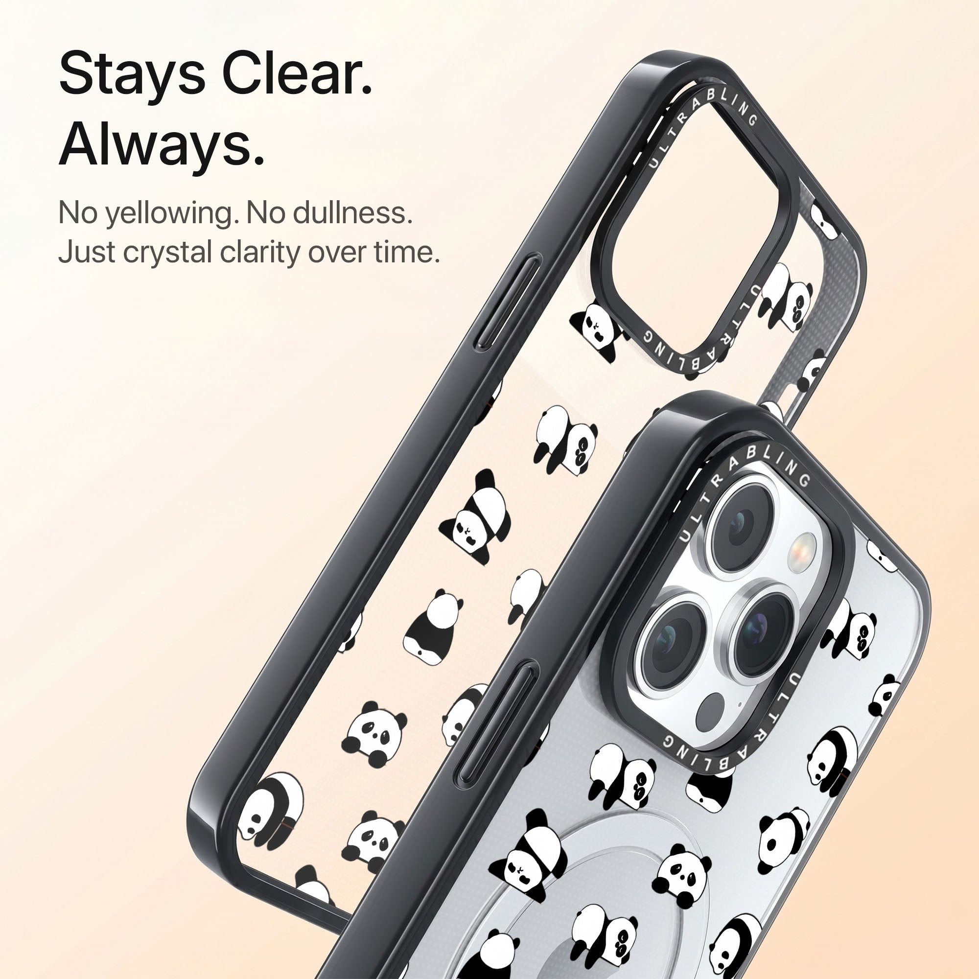 Panda Pop Ultrabling Aura iPhone case back view with camera cutout