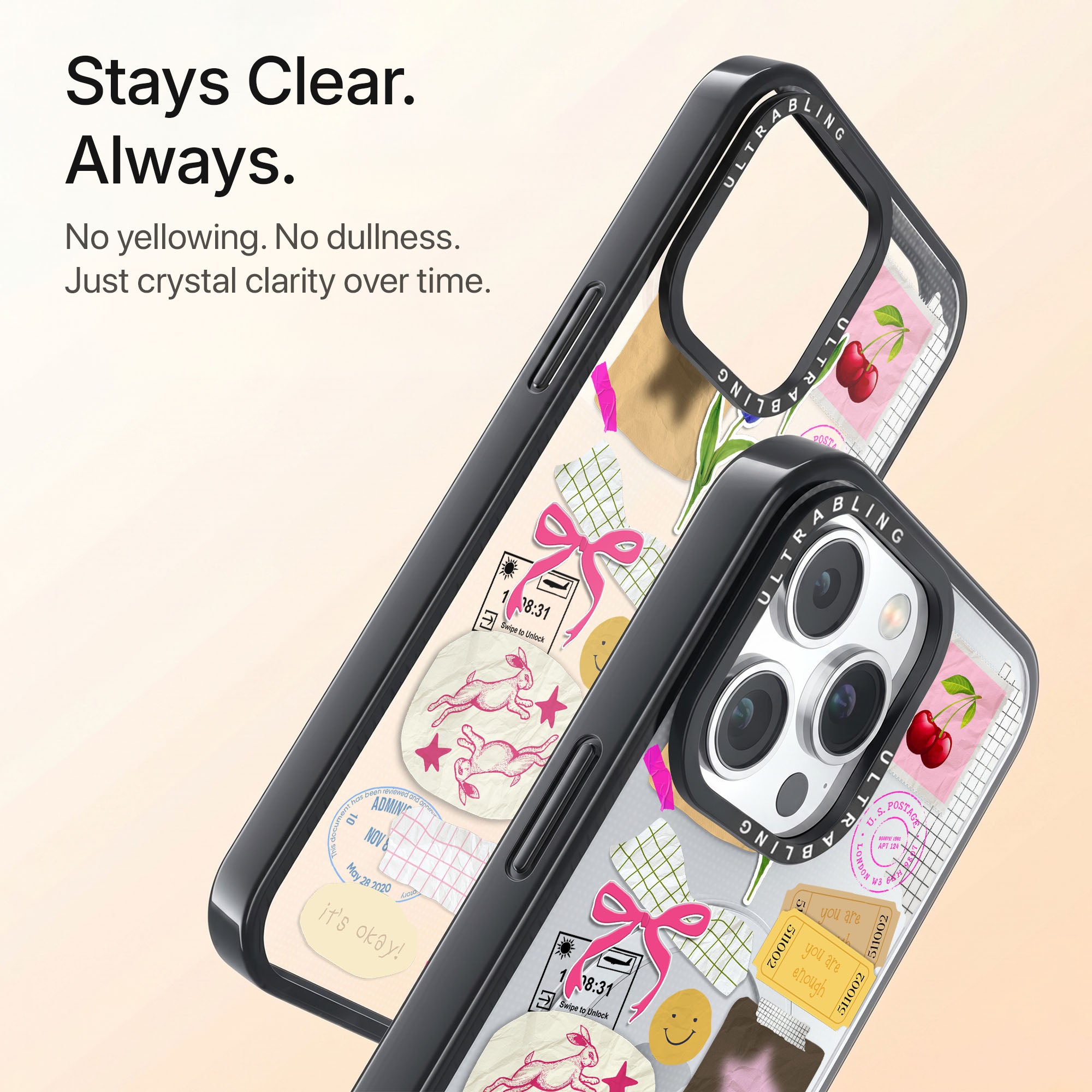 Charm Notes Ultrabling Aura iPhone case back view with camera cutout