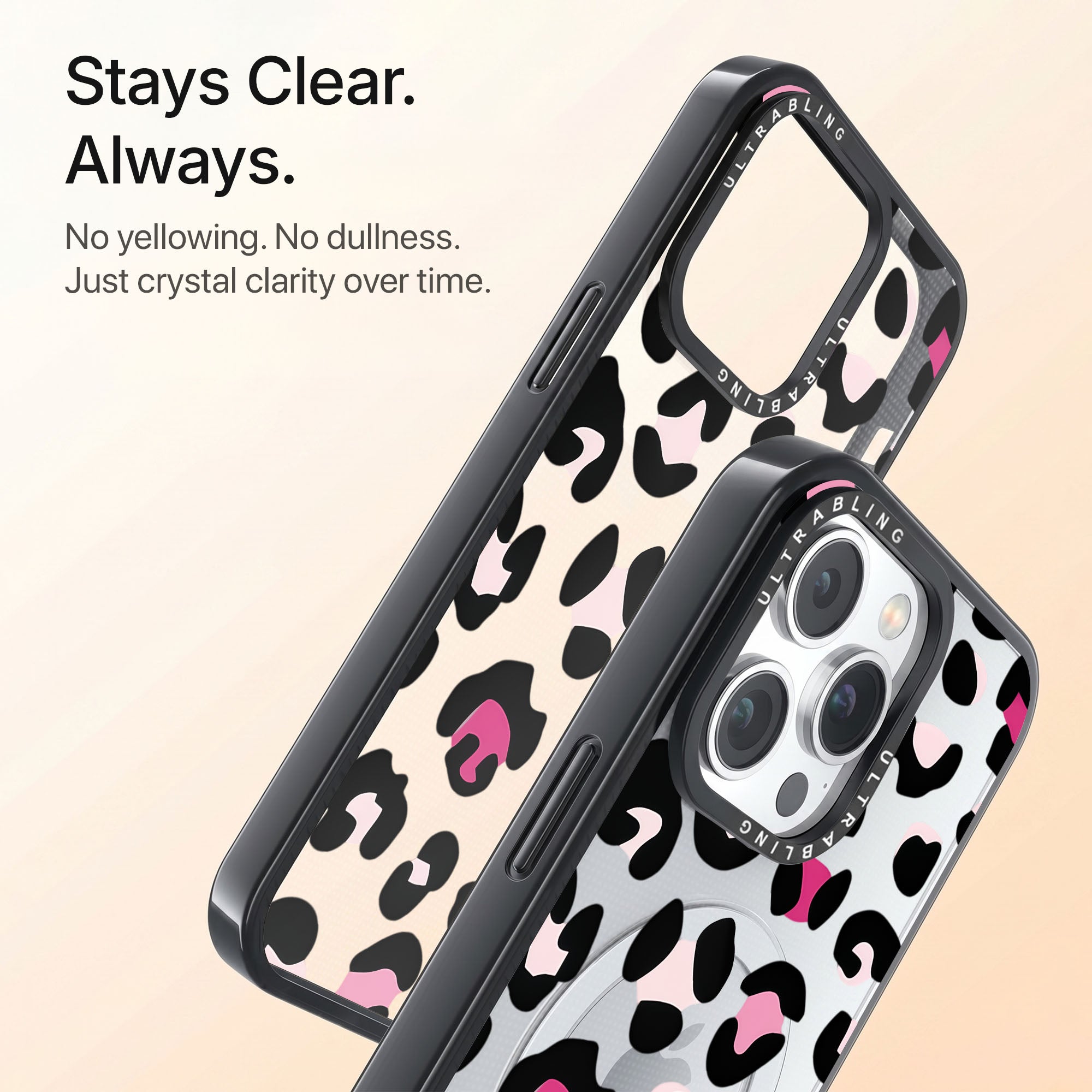 Pink Prowl Ultrabling Aura iPhone case back view with camera cutout