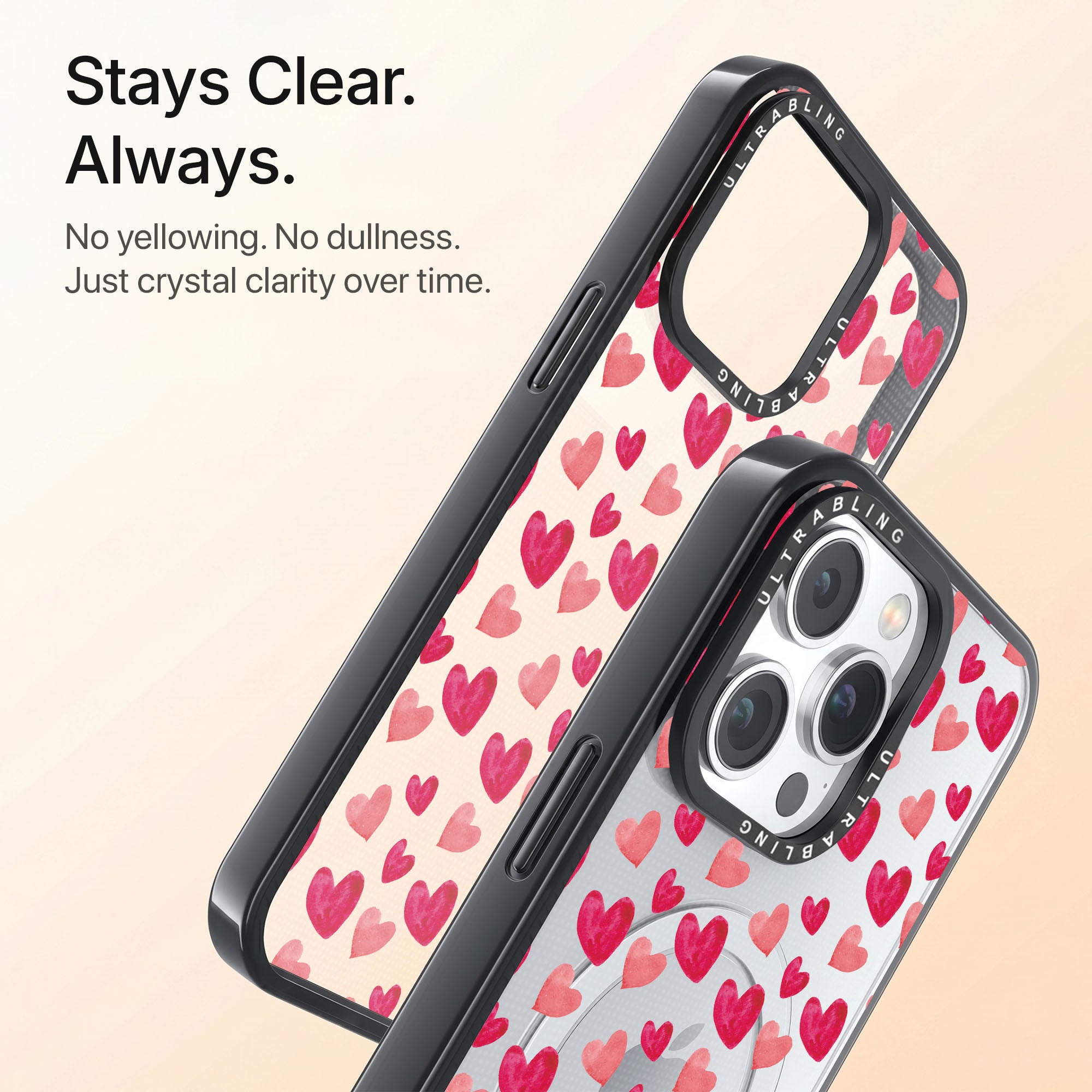 Heart Rush Ultrabling Aura iPhone case back view with camera cutout