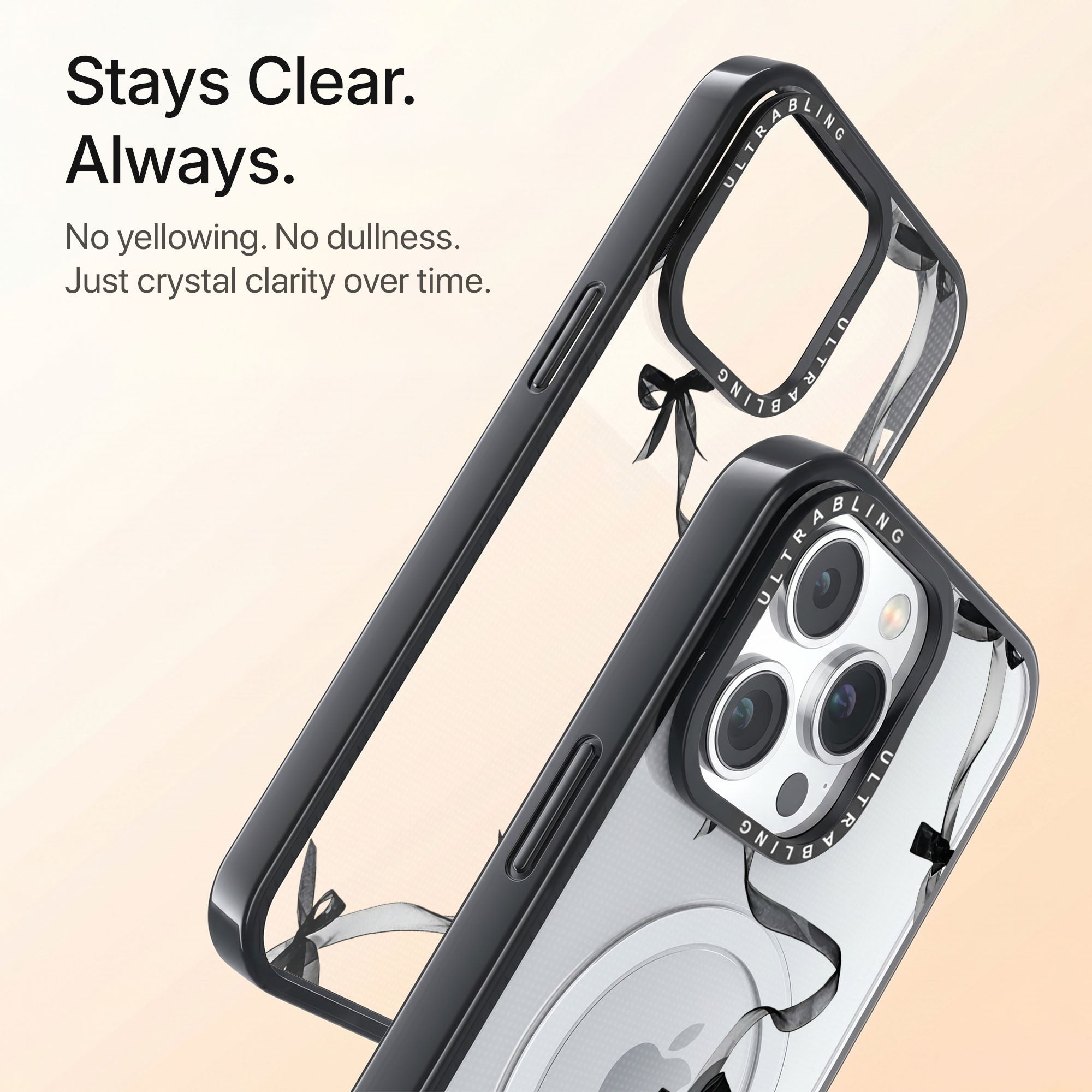 Noir Bow Ultrabling Aura iPhone case back view with camera cutout
