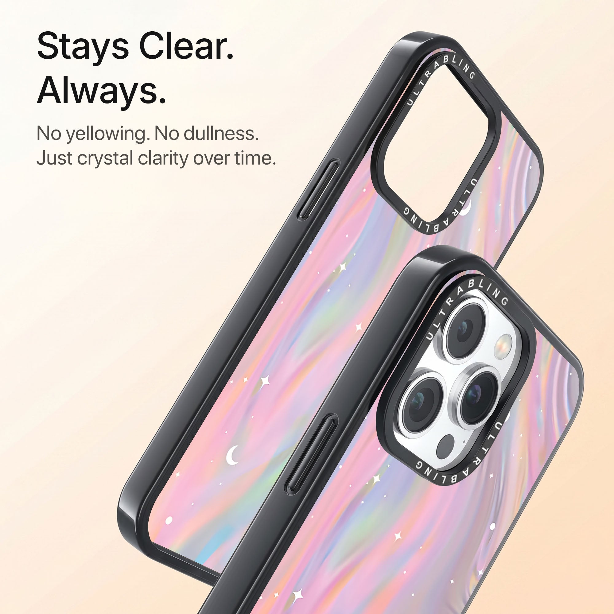 Prism Glow Ultrabling Aura iPhone case back view with camera cutout