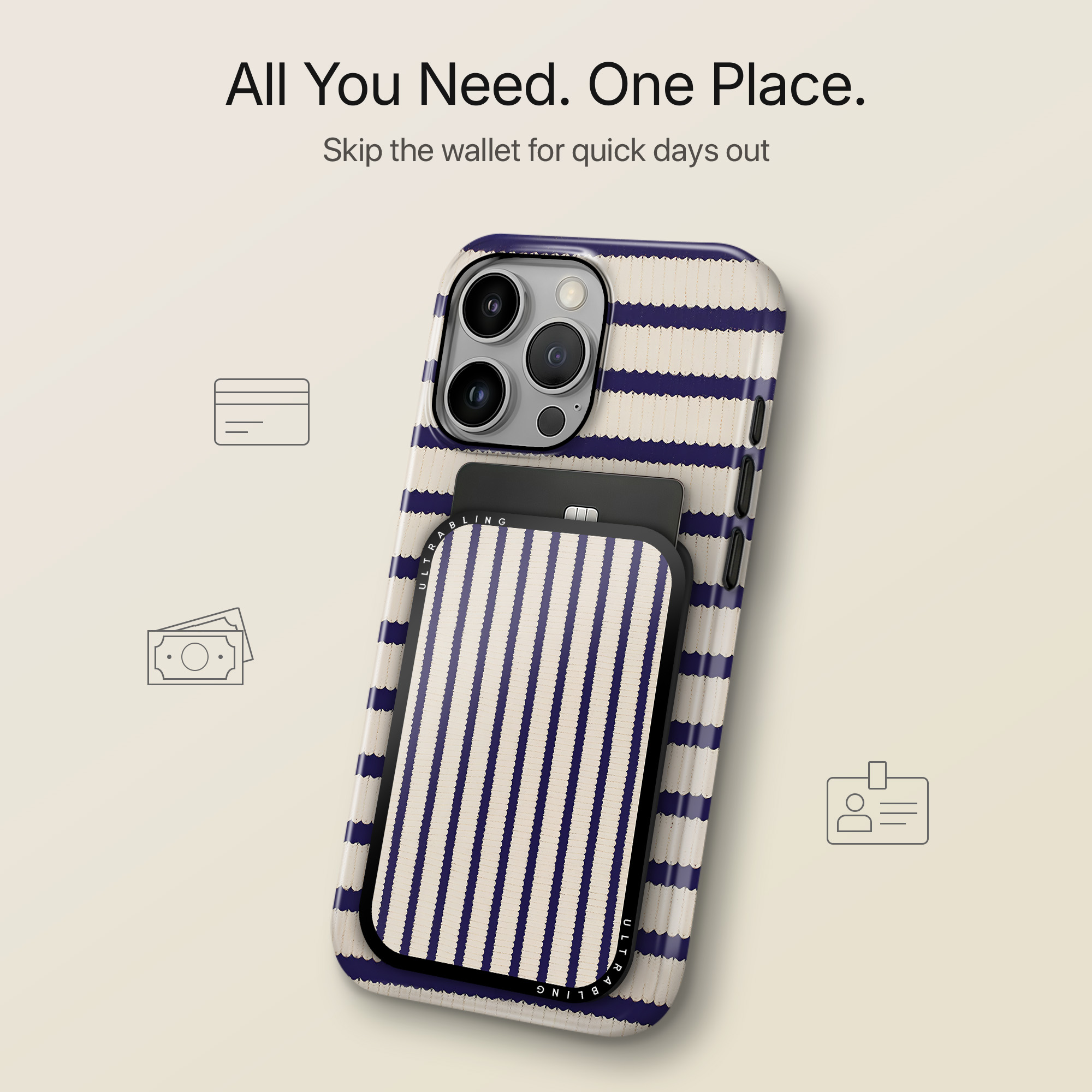 Sailor Stripes MagSafe Wallet - Close Up