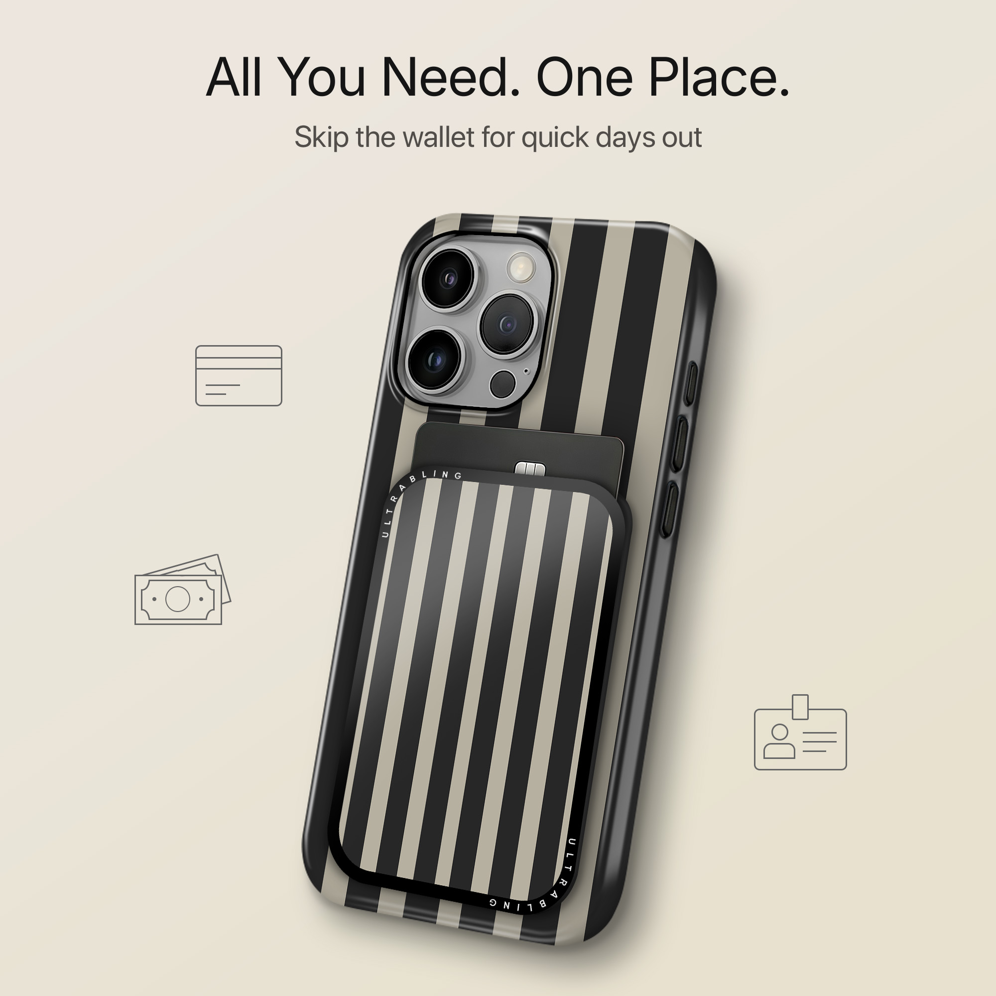 Cafe Stripes MagSafe Wallet - Close Up