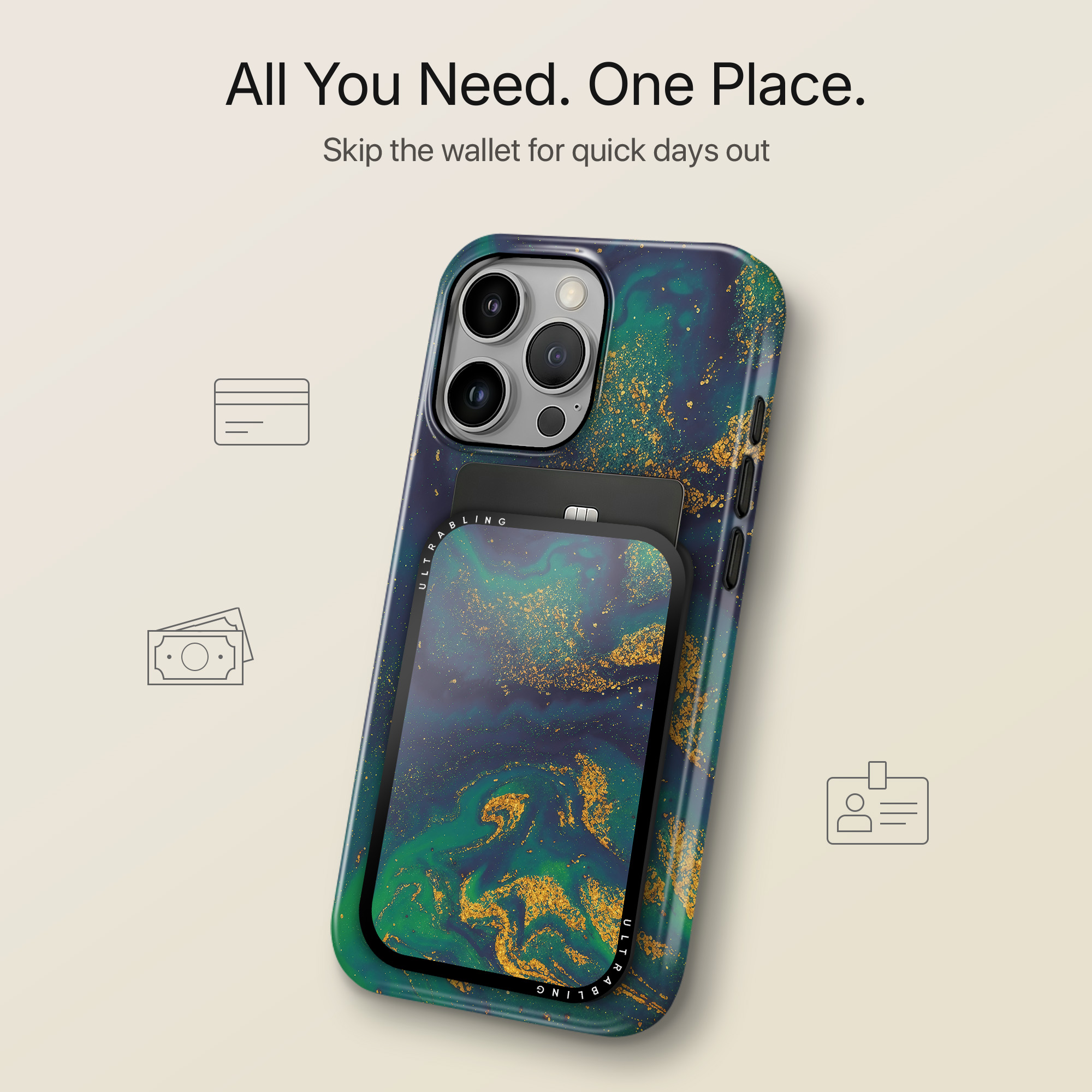 Emerald Nebula MagSafe Wallet - Close Up
