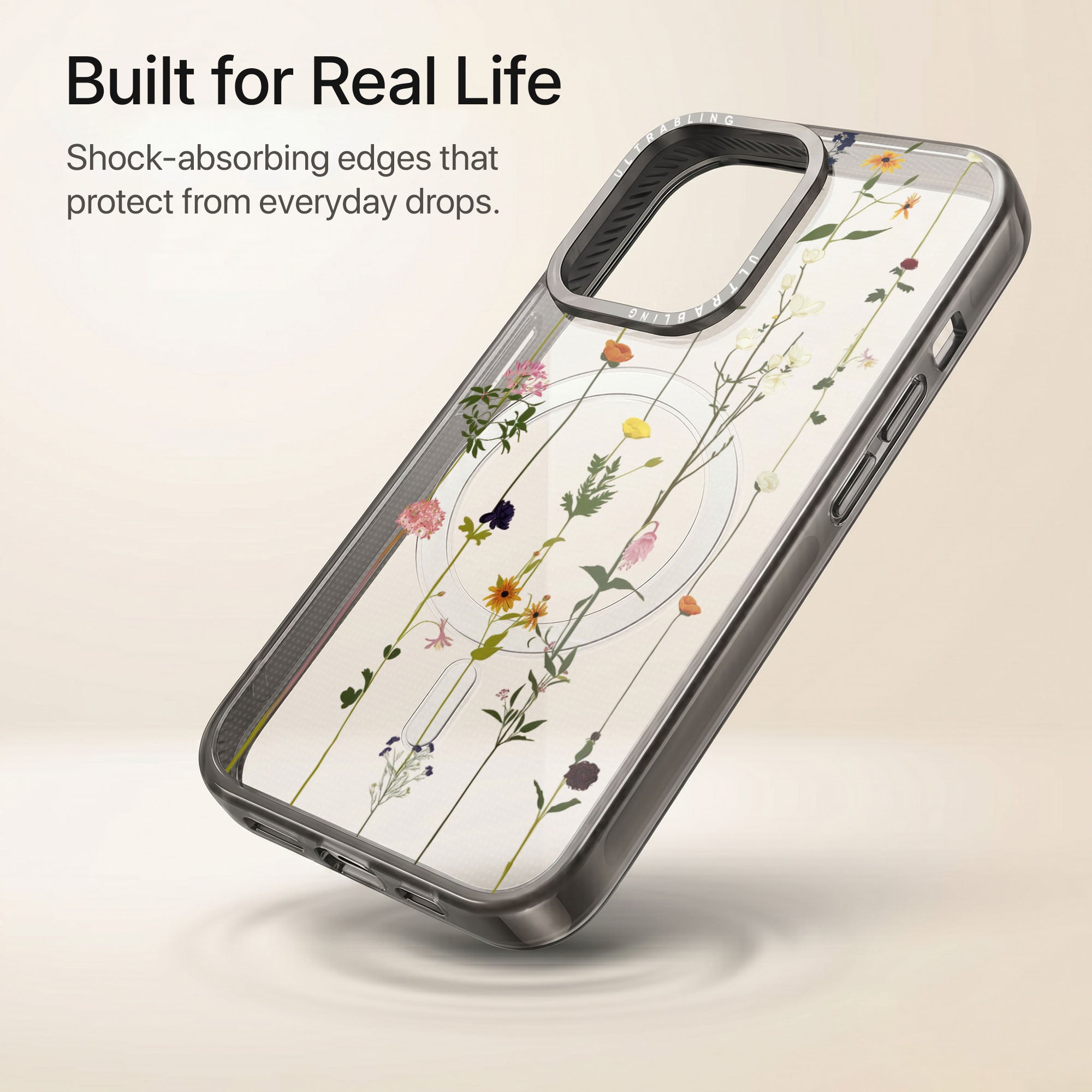 Wildflower Ultrabling Aura iPhone case lifestyle in-hand shot