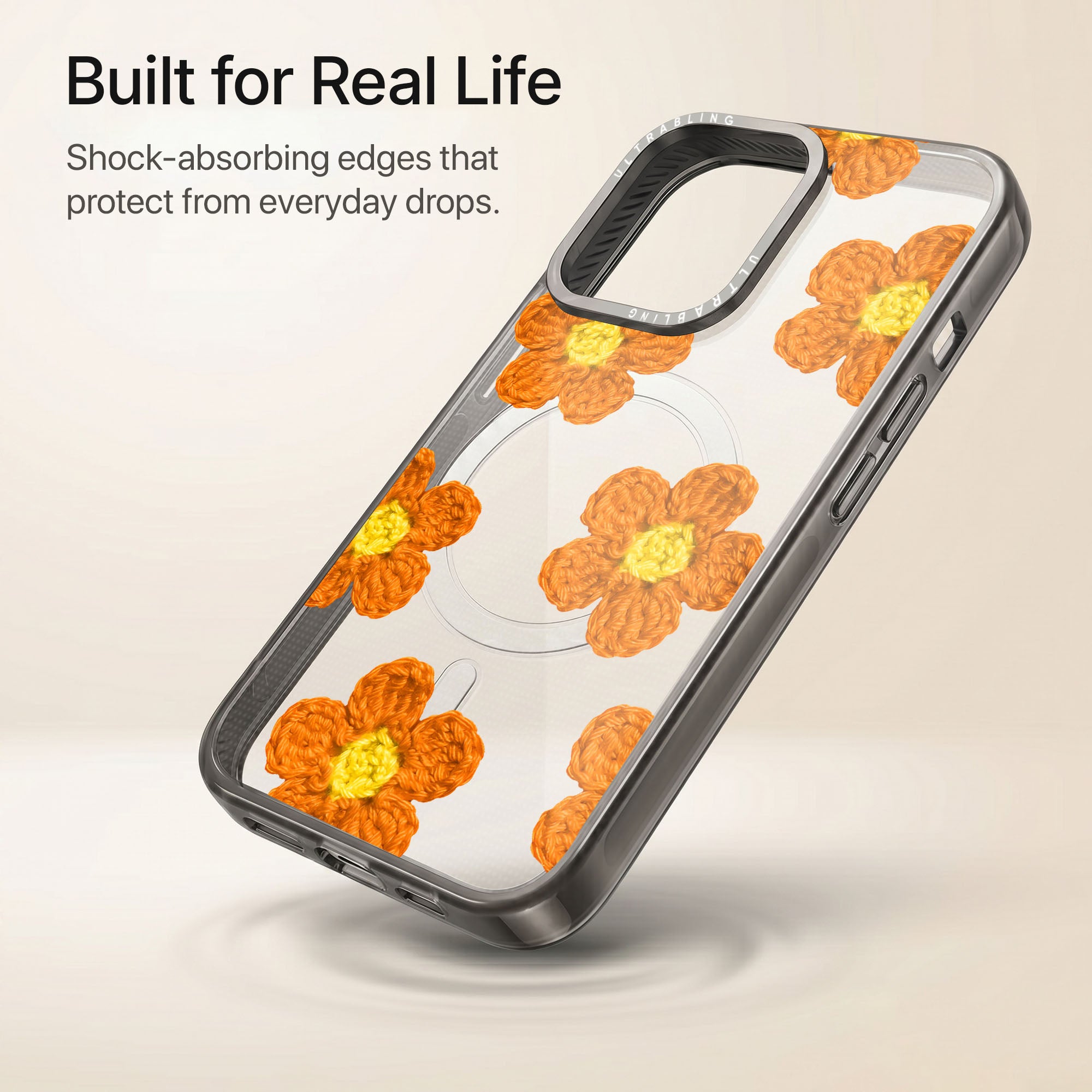 Marigold Ultrabling Aura iPhone case lifestyle in-hand shot