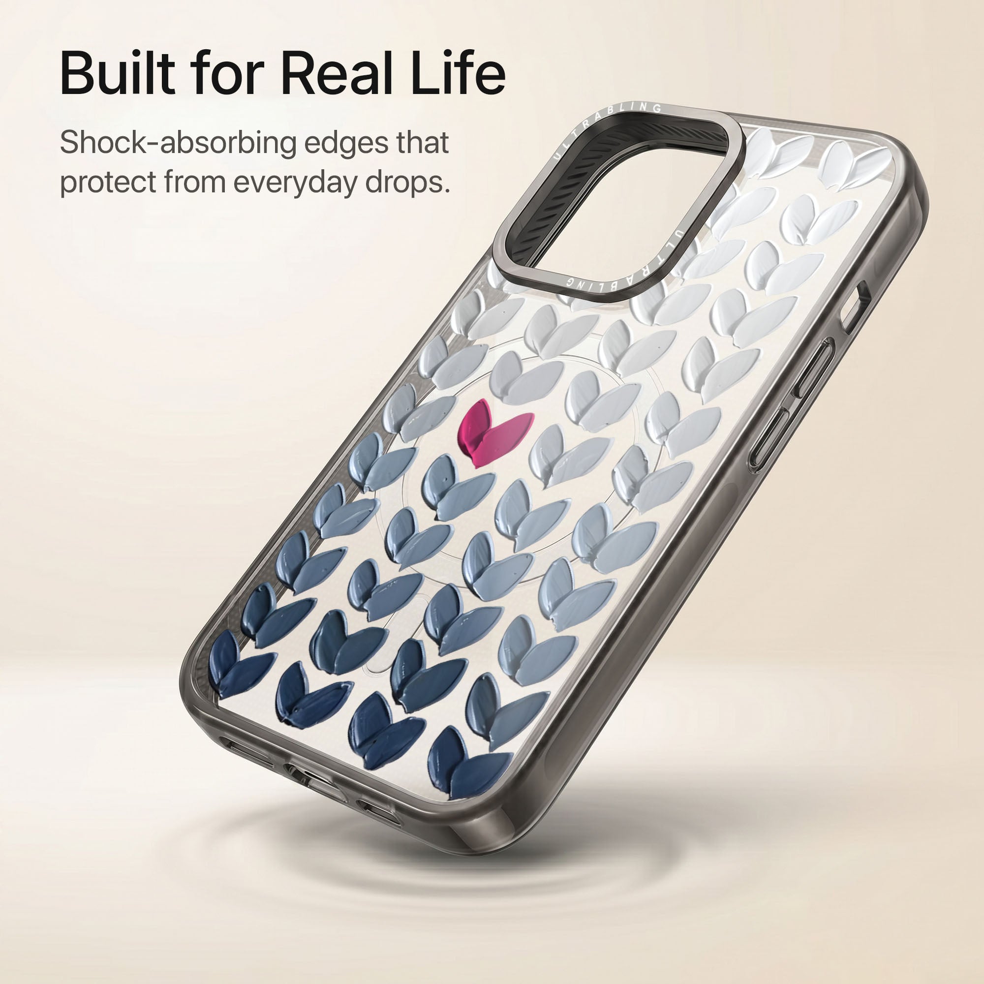 Blue Crush Ultrabling Aura iPhone case lifestyle in-hand shot