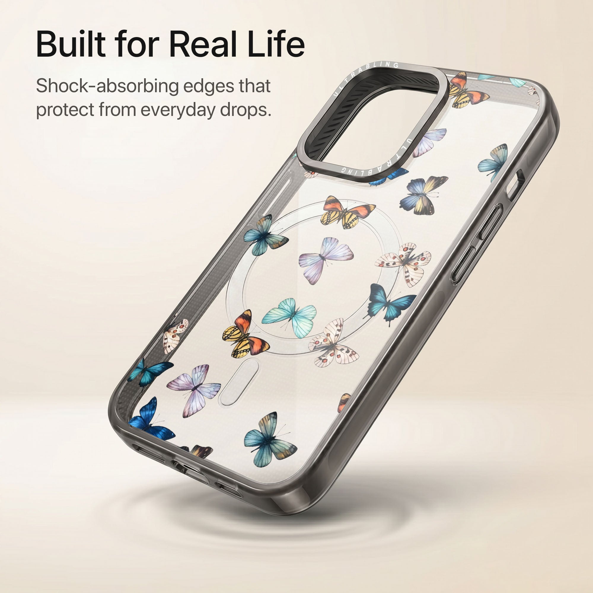 Butterfly Halo Ultrabling Aura iPhone case lifestyle in-hand shot