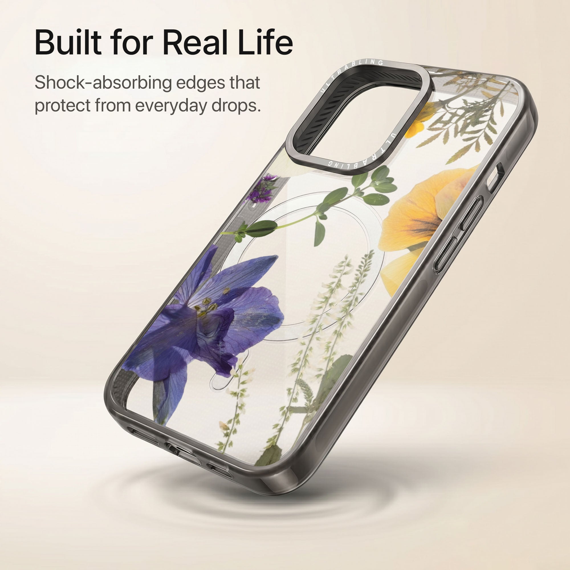 Iris Muse Ultrabling Aura iPhone case lifestyle in-hand shot