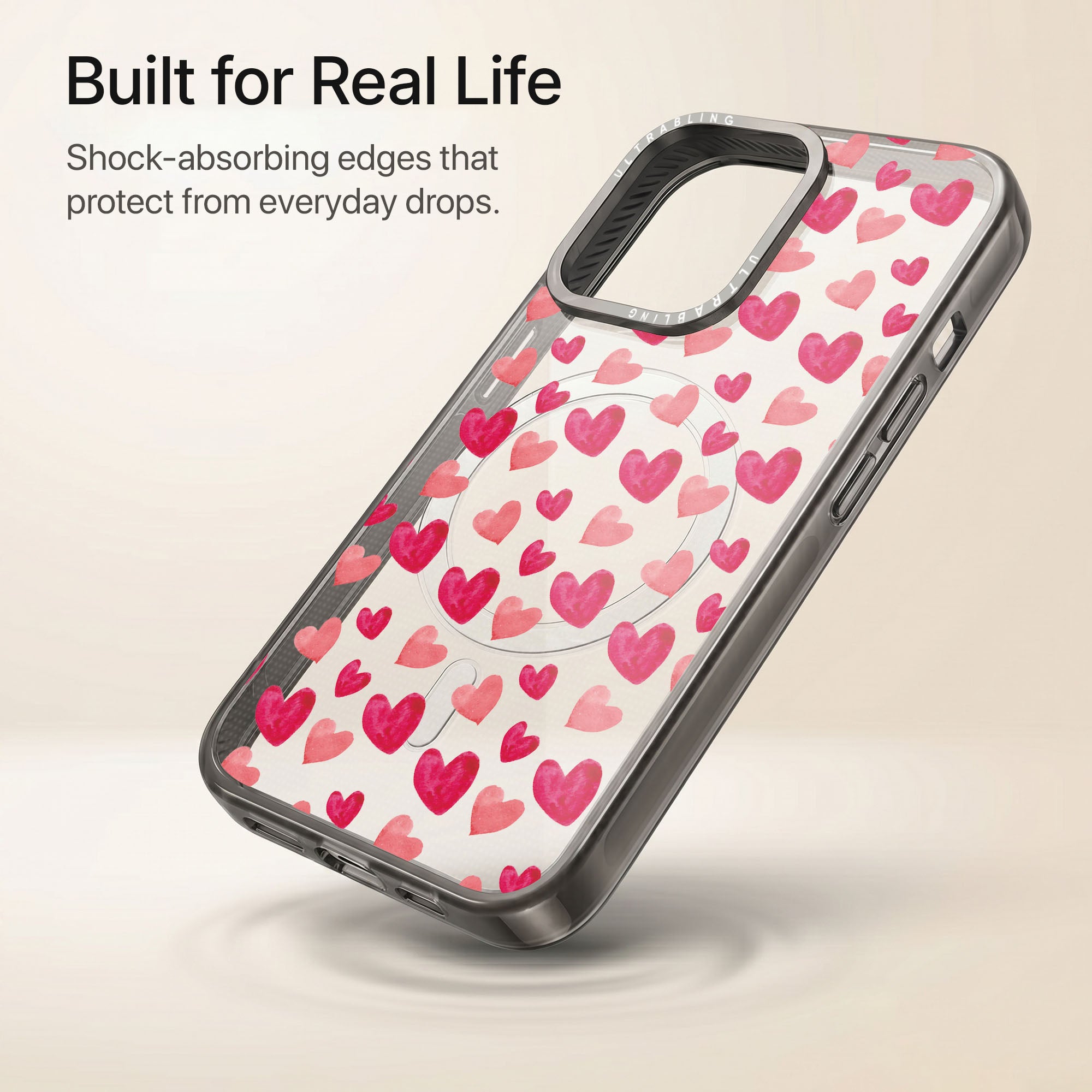 Heart Rush Ultrabling Aura iPhone case lifestyle in-hand shot