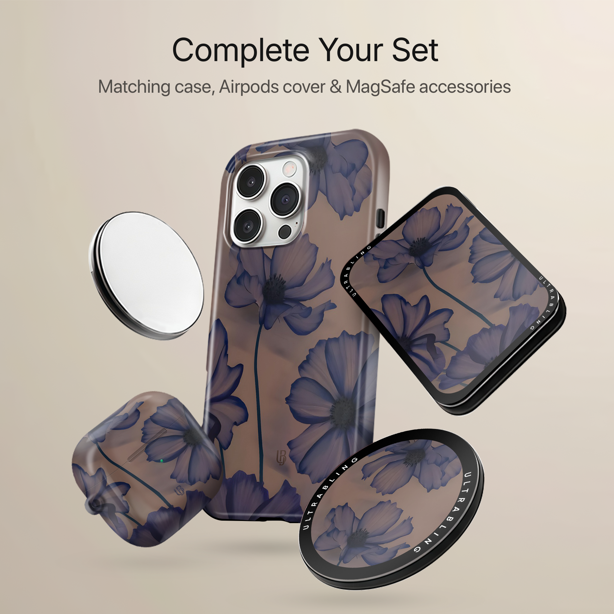 Indigo Blossom MagSafe Wallet - On Phone