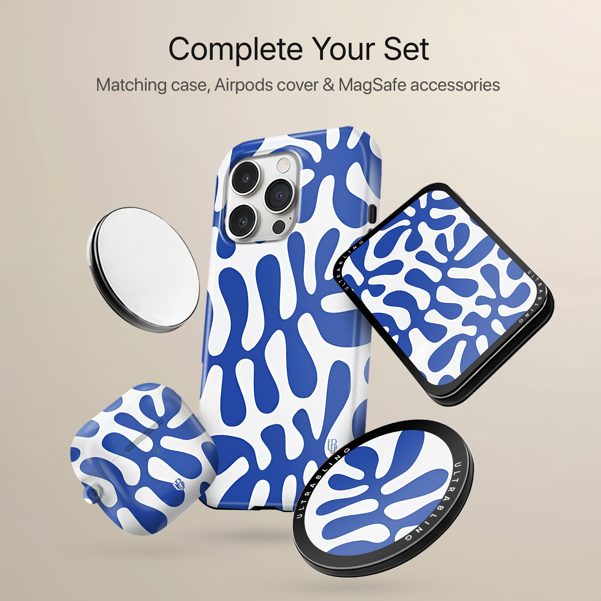 Azure Flow MagSafe Wallet - On Phone