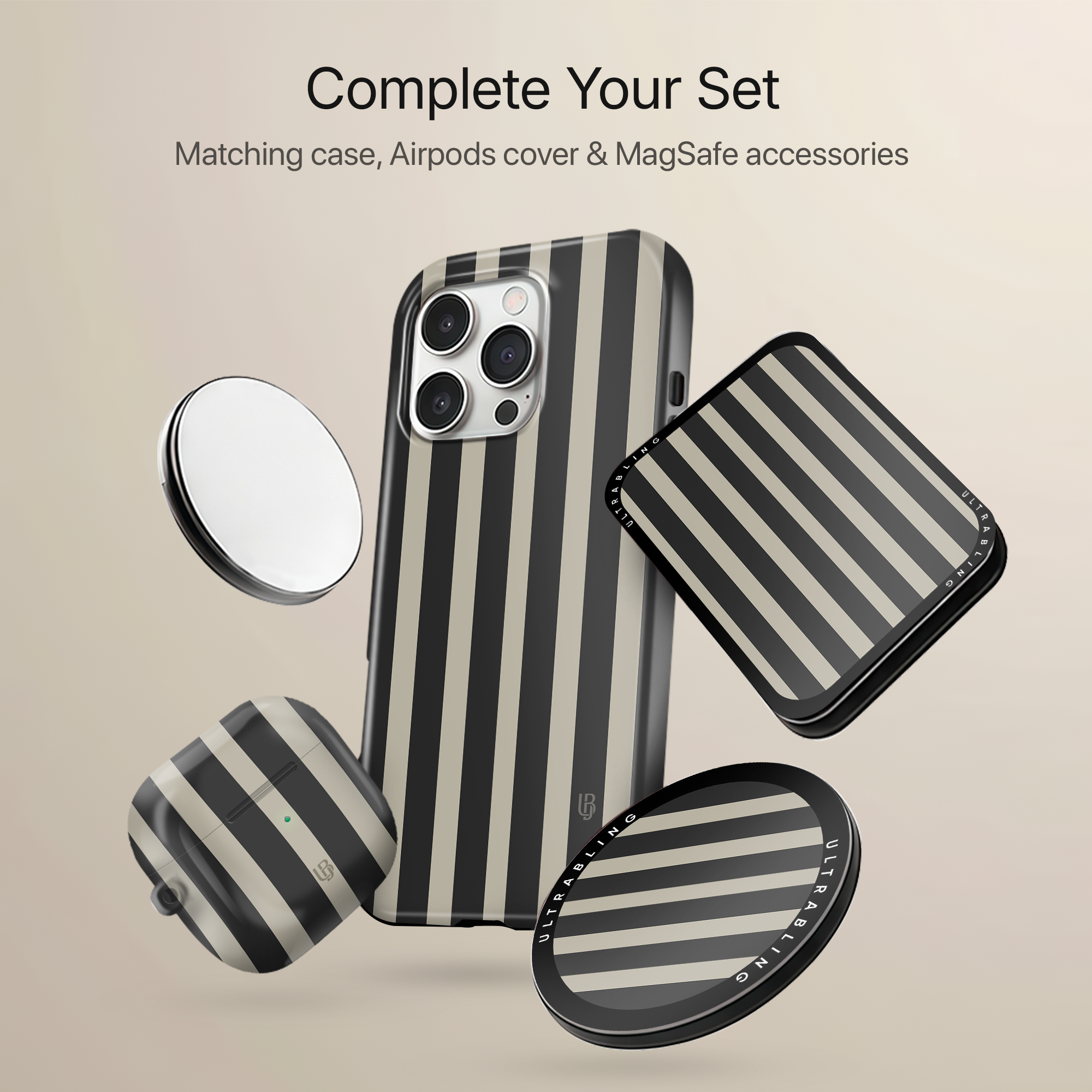 Cafe Stripes MagSafe Wallet - On Phone