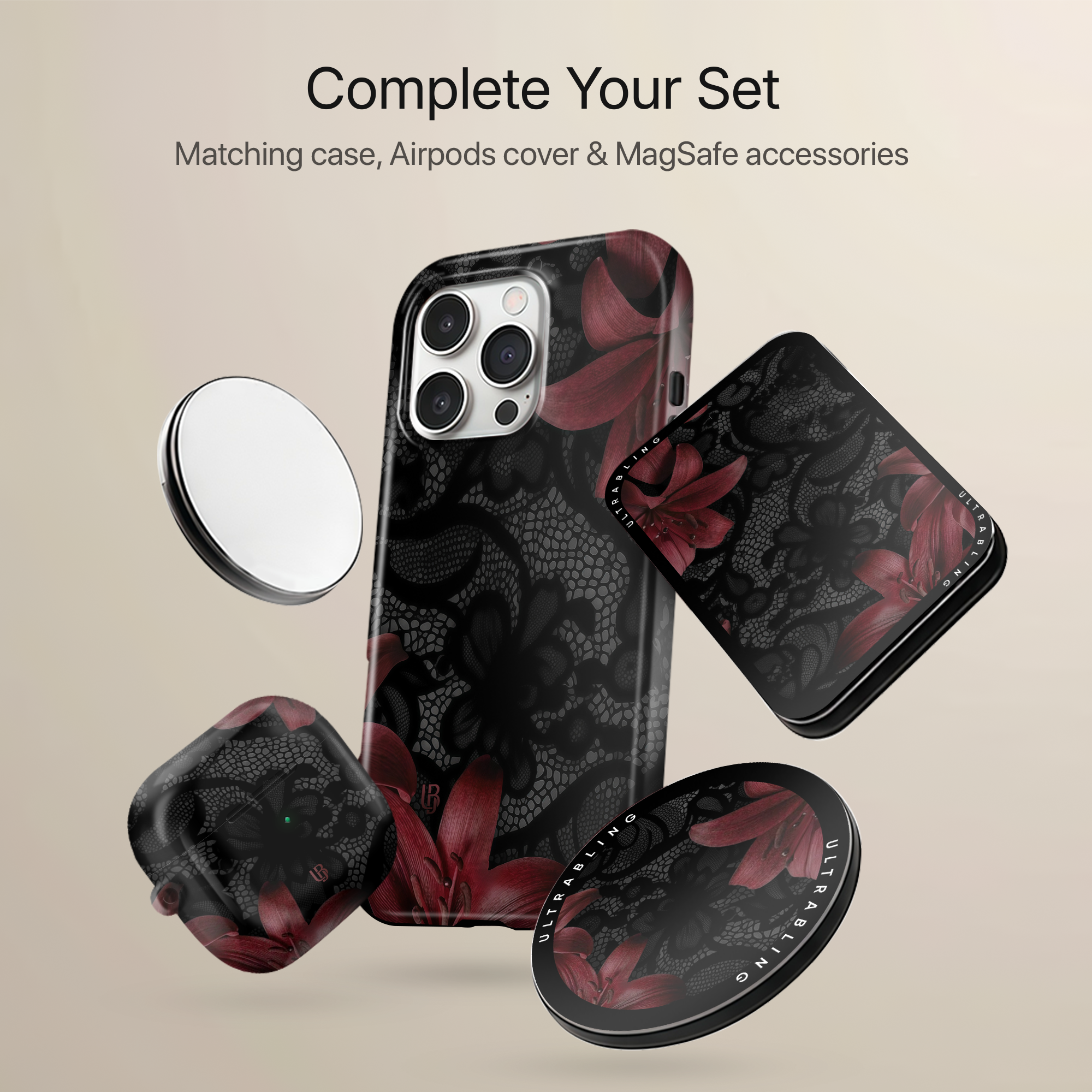 Midnight Scarlet MagSafe Wallet - On Phone