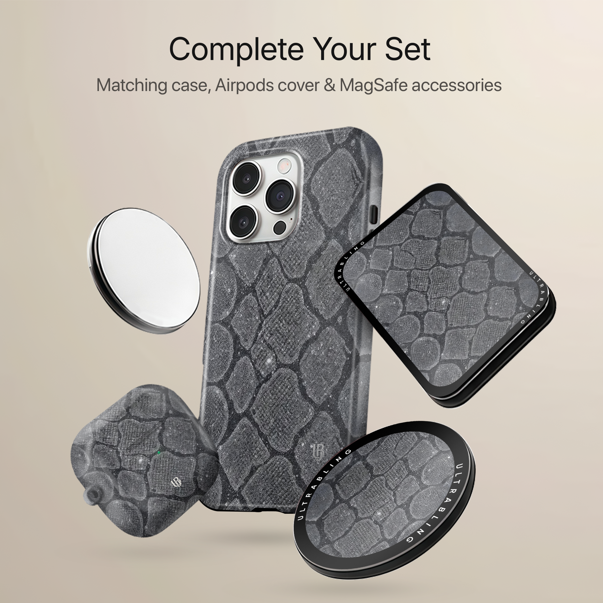Ash Python Ultrabling MagSafe Phone Grip - With Phone