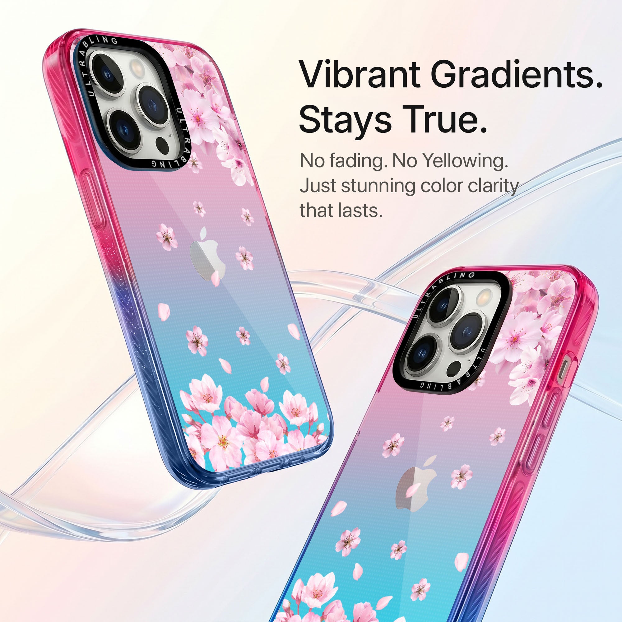Blush Bloom Ultrabling Aura iPhone case side profile showing slim design