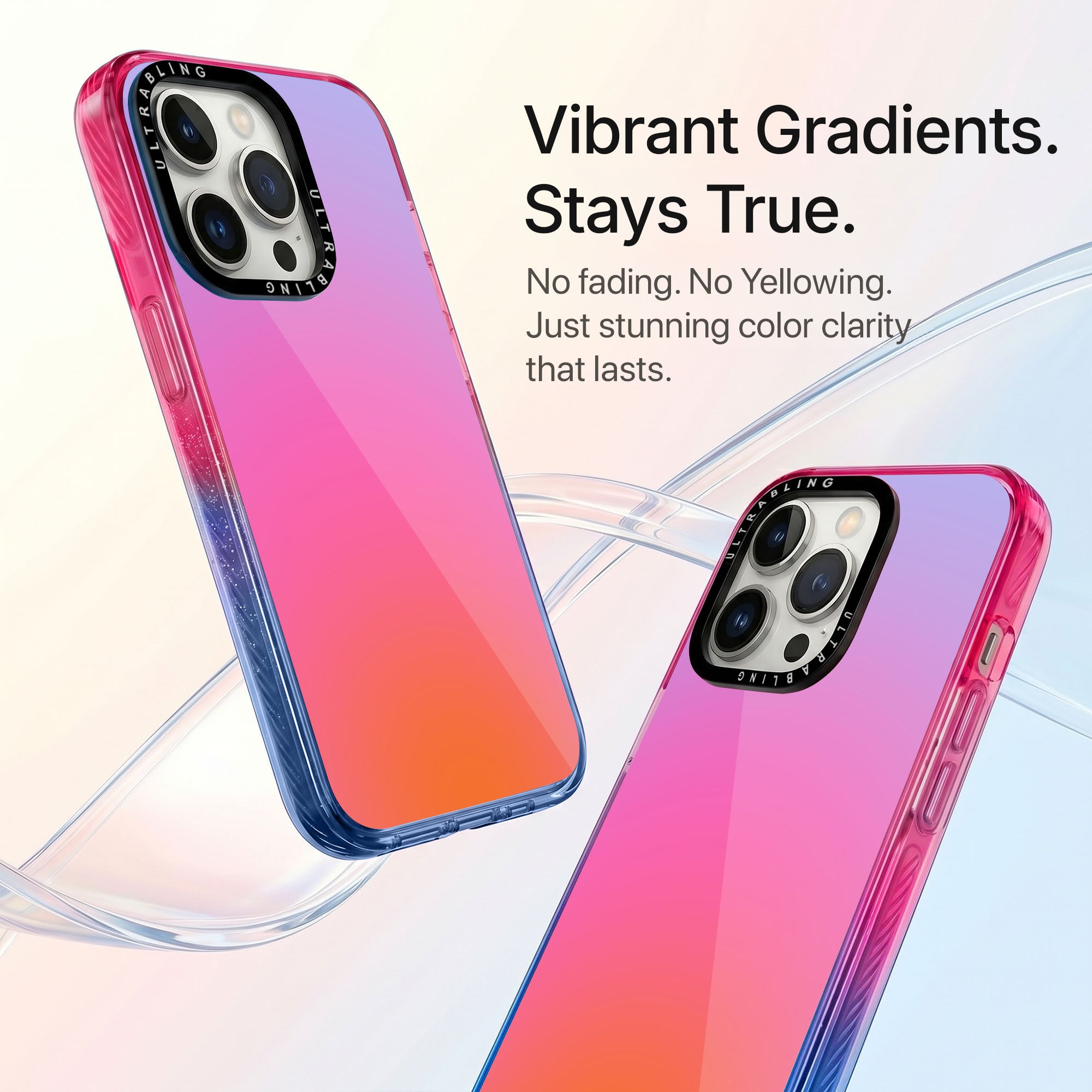 Sunset Fade Ultrabling Aura iPhone case side profile showing slim design