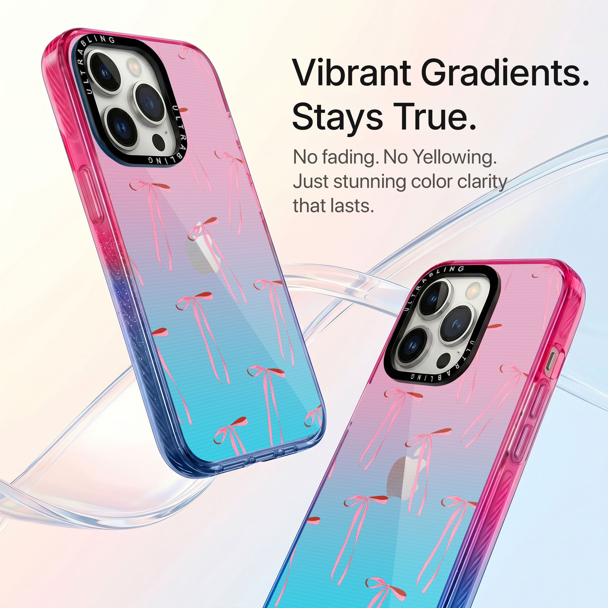 Ribbon Doodle Ultrabling Aura iPhone case side profile showing slim design