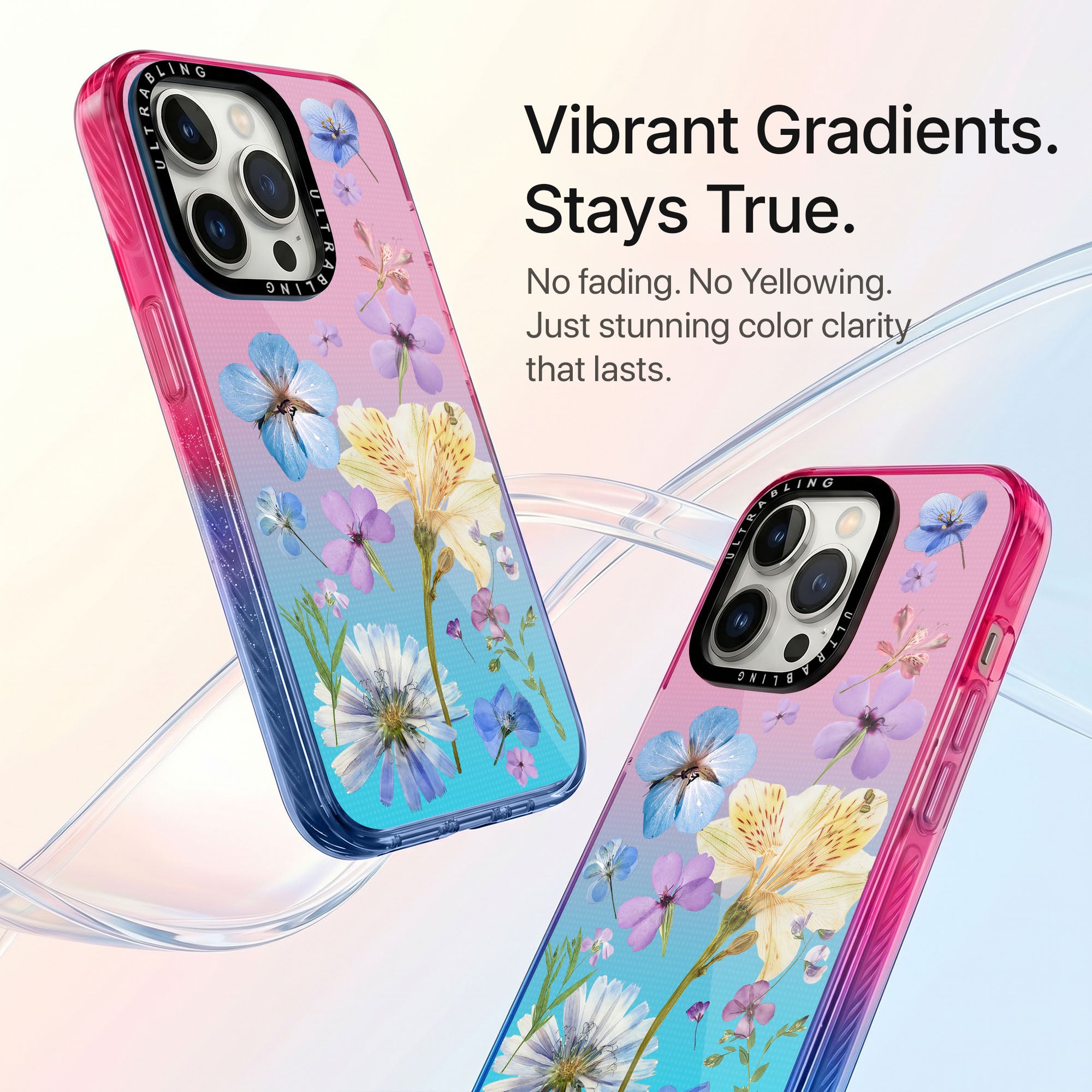 Bluebell Ultrabling Aura iPhone case side profile showing slim design