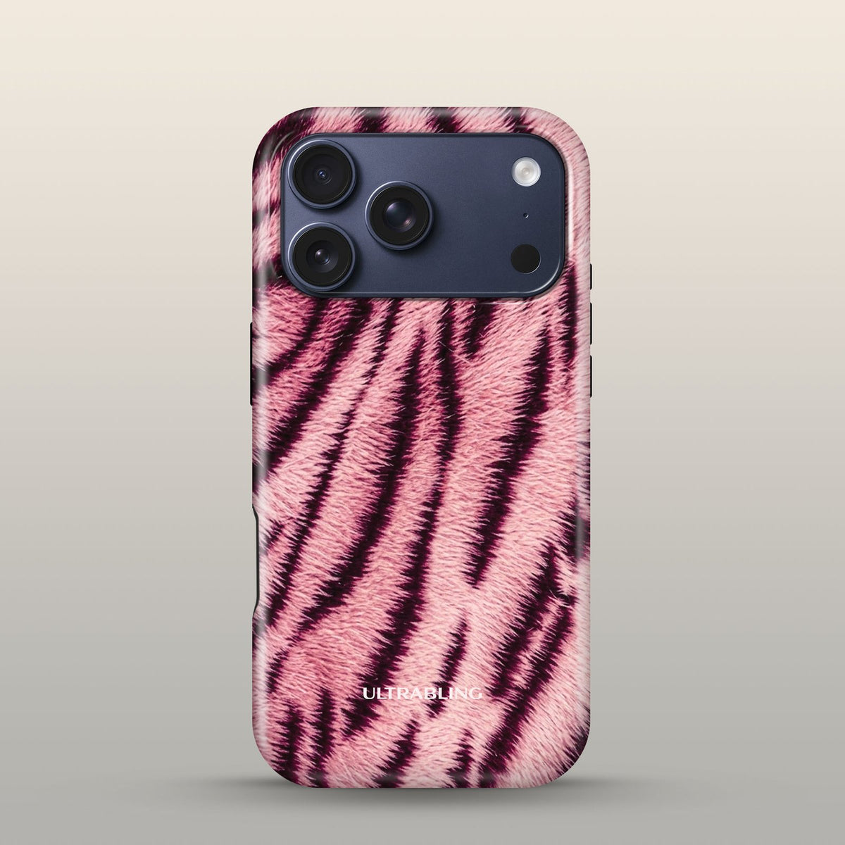 Blush Tiger Eclipse Case on iPhone 17 Pro Deep Blue