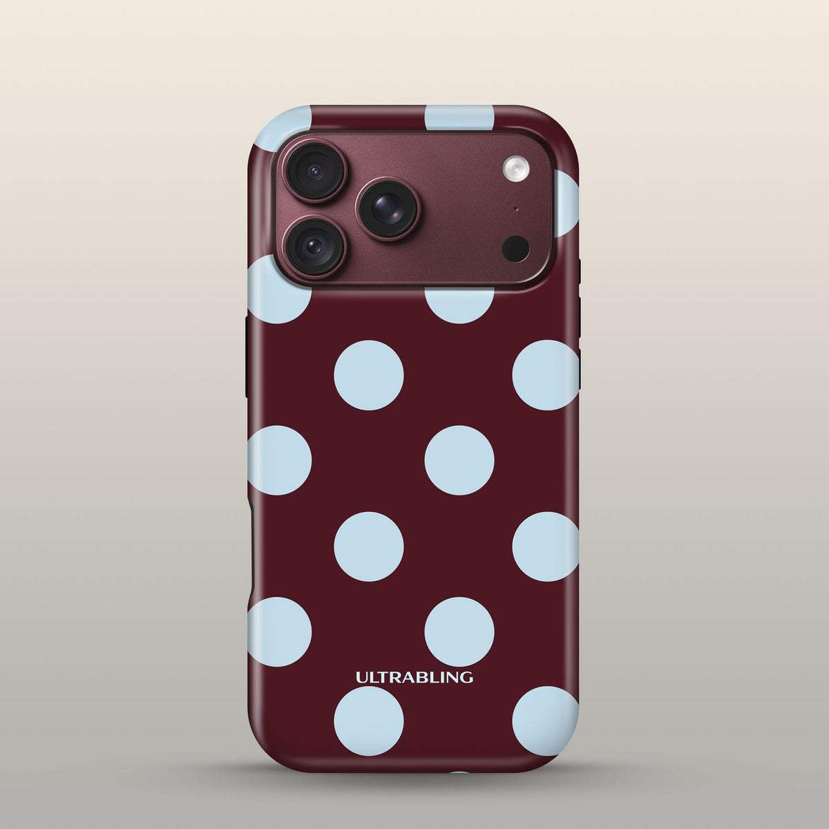 Claret Dot Eclipse Case on iPhone 18 Pro Burgundy